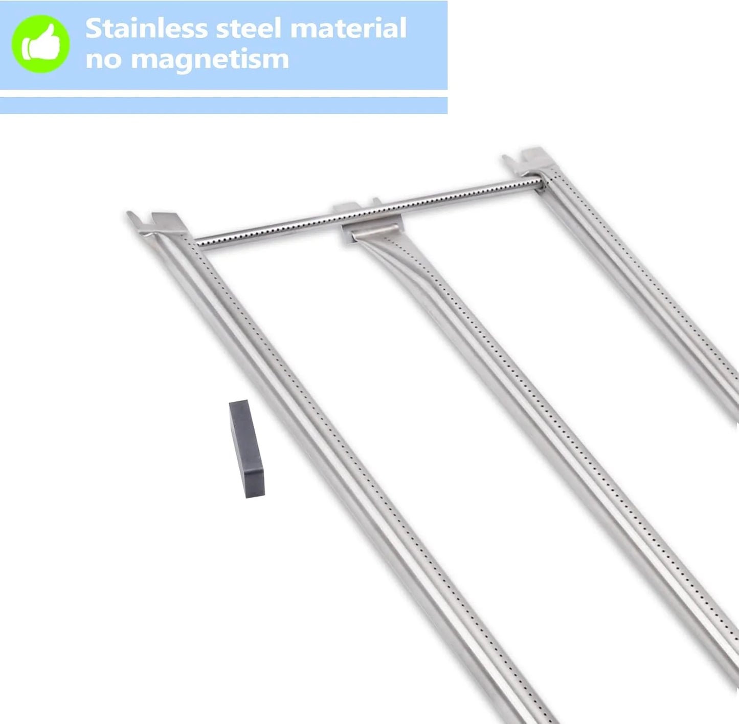 Silver 304 Stainless Steel Gassaf Burner Tube Set Replacement for Weber 67820 67722, Genesis 300 Series E310 E320 EP310 EP320 S310 S320 (2007-2010)with Side Control Knobs, 34-1/4 inch 304 Stainless Steel durable Burner 34-1/4" x 12-3/4", As Is condition - View 5