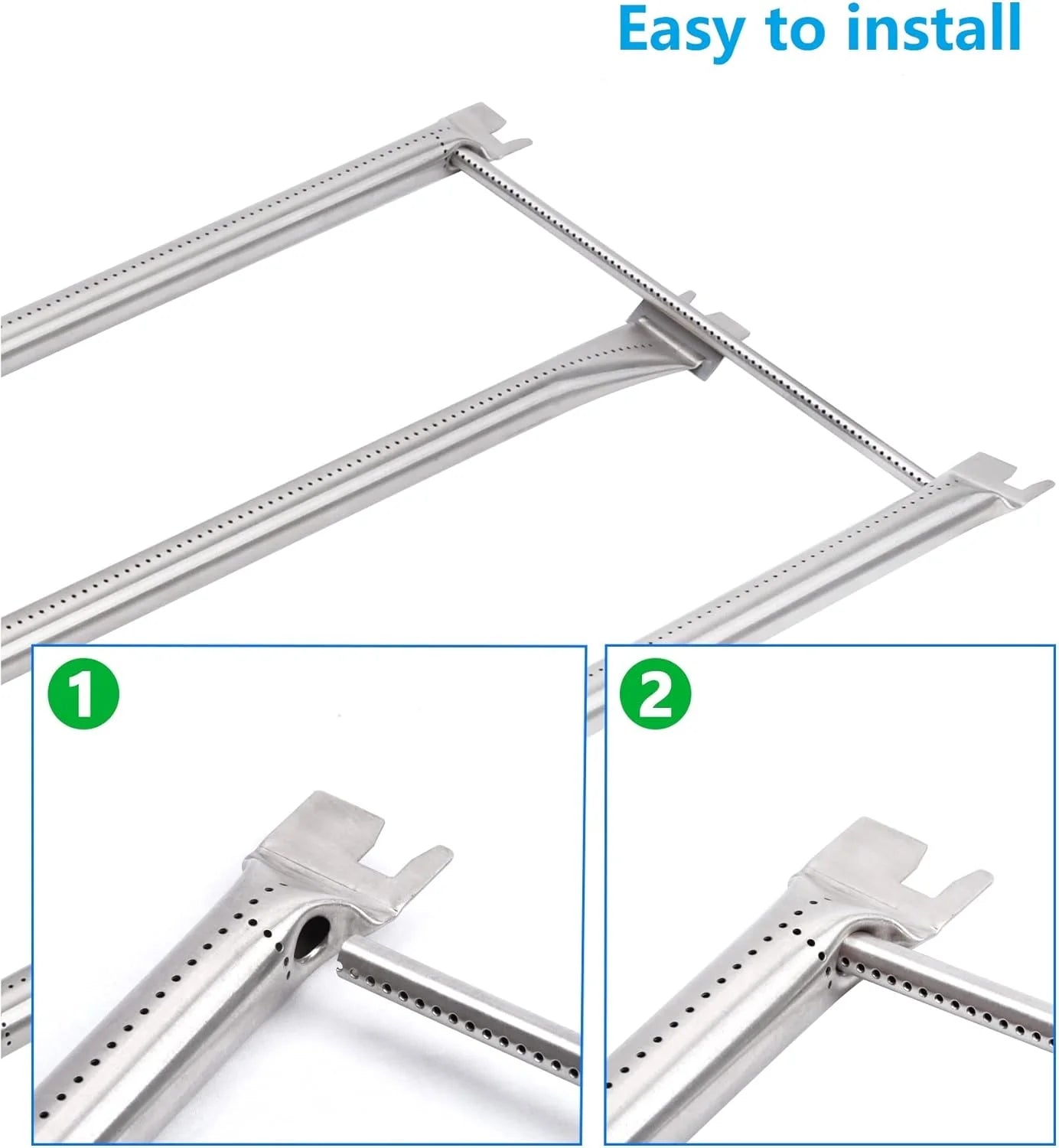 Silver 304 Stainless Steel Gassaf Burner Tube Set Replacement for Weber 67820 67722, Genesis 300 Series E310 E320 EP310 EP320 S310 S320 (2007-2010)with Side Control Knobs, 34-1/4 inch 304 Stainless Steel durable Burner 34-1/4" x 12-3/4", As Is condition - View 6