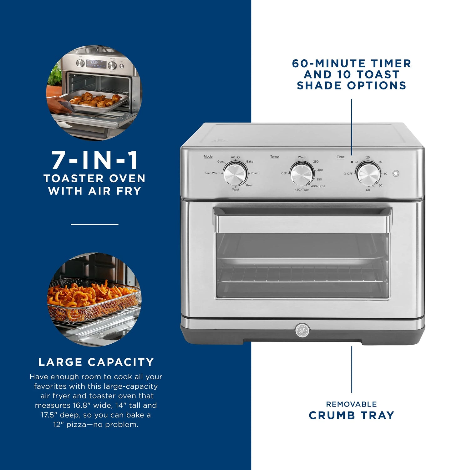 GE Mechanical Air Fryer Toaster Oven + Accessory Set | Stainless Steel - View 5