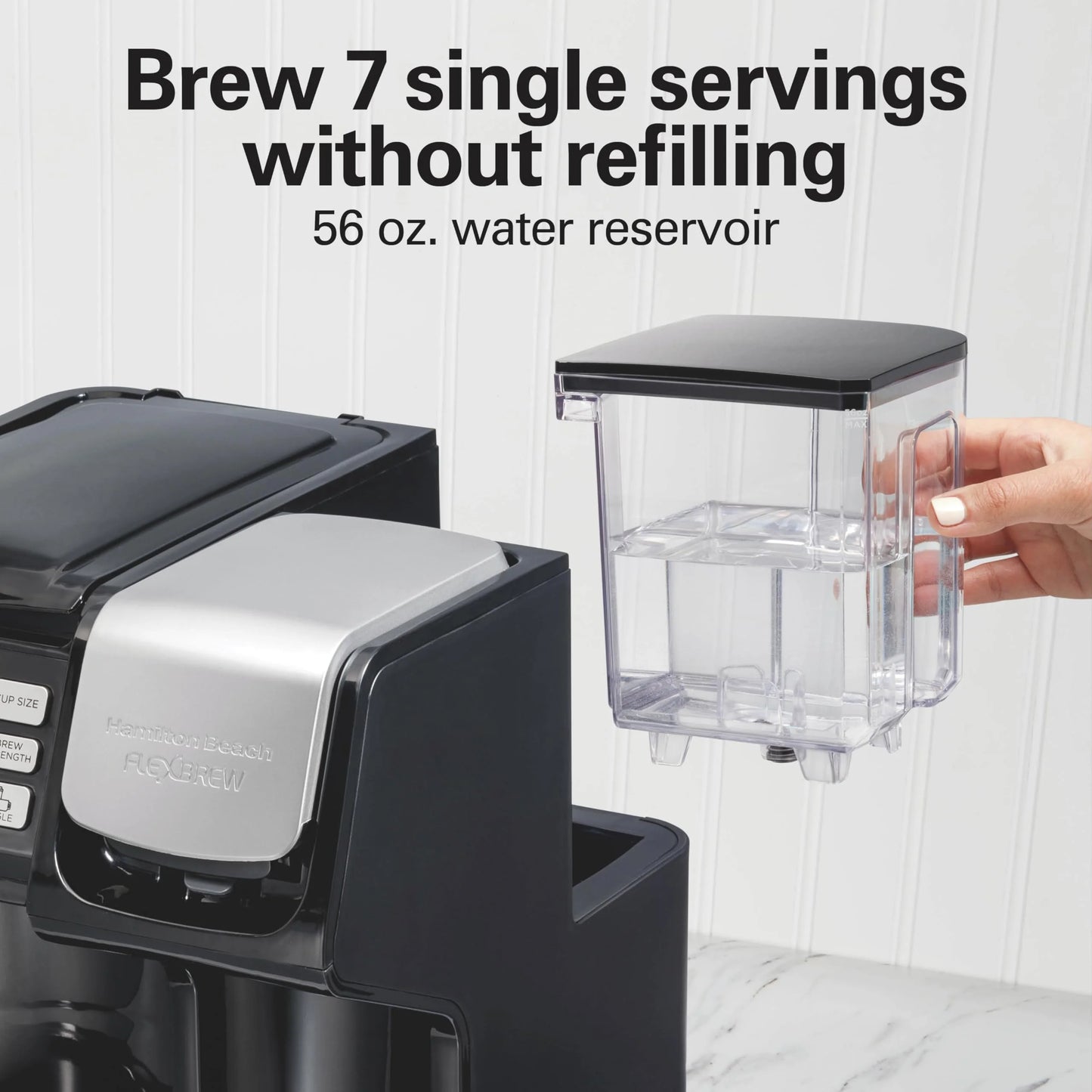 Black Mixed Materials Hamilton Beach FlexBrew Trio 2-Way Coffee Maker, Compatible with K-Cup Pods or Grounds, Combo, Single Serve & Full 12c Pot, Black - Fast Brewing (49902), Good Condition condition - View 4