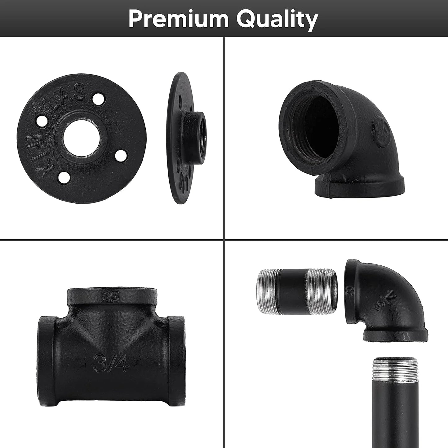 Matte Black Iron Pipe Handrail for Indoor Stairs - 10 Feet Wall Mount Industrial Iron Pipe - Metal Railing Non-Slip Grab Bar - Stairs Porch Deck Hand Rail Matte Black, Good Condition condition - View 7