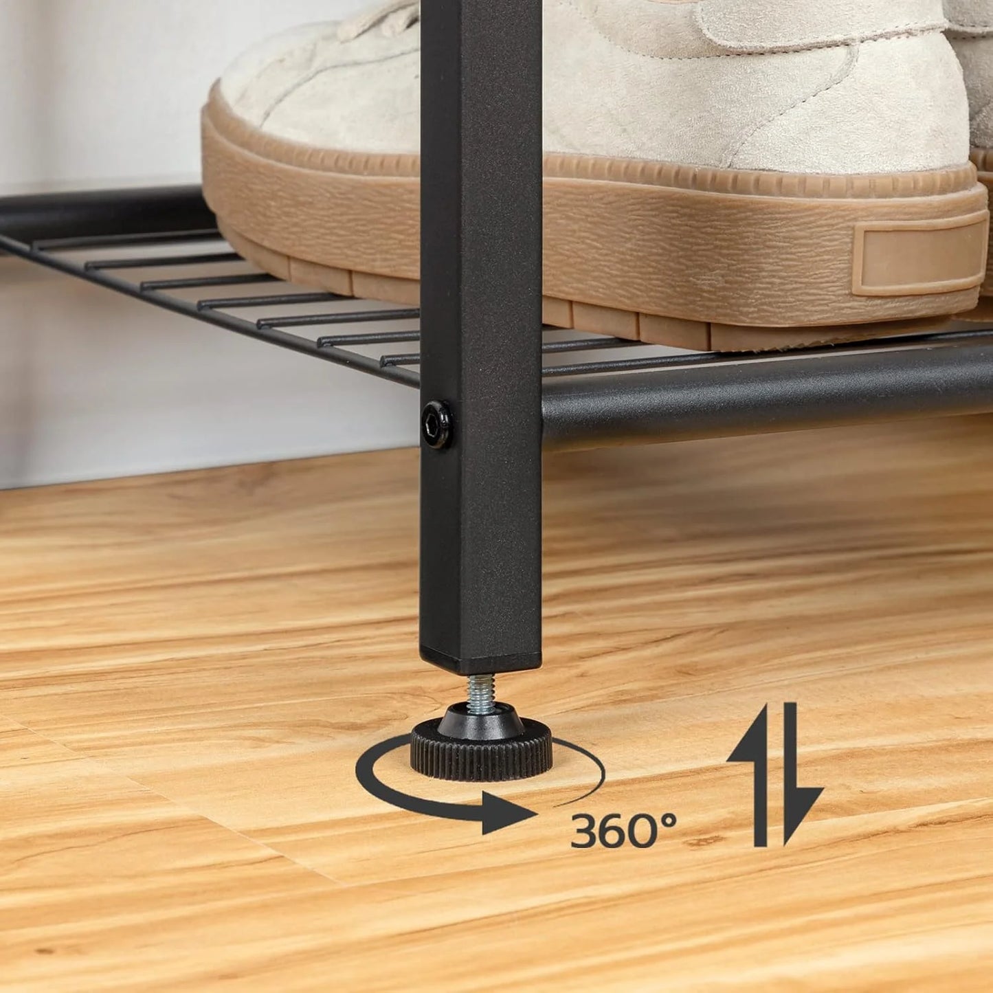 Greige and Black Wood, Metal HOOBRO Hall Tree, Coat Rack with Shoe Rack, Hall Tree with Bench, 5 Tier Shoe Storage Organizer with 9 Hooks for Entryway, Closet, Sturdy, Industrial, Greige and Black BG80MT01G2, Brand New condition - View 9