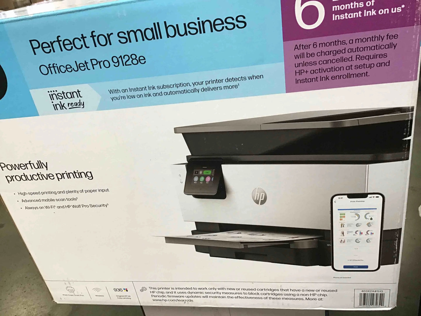 Black Plastic, Metal HP OfficeJet Pro 9128e All-in-One Printer, 403X2A, Good Condition condition - View 3
