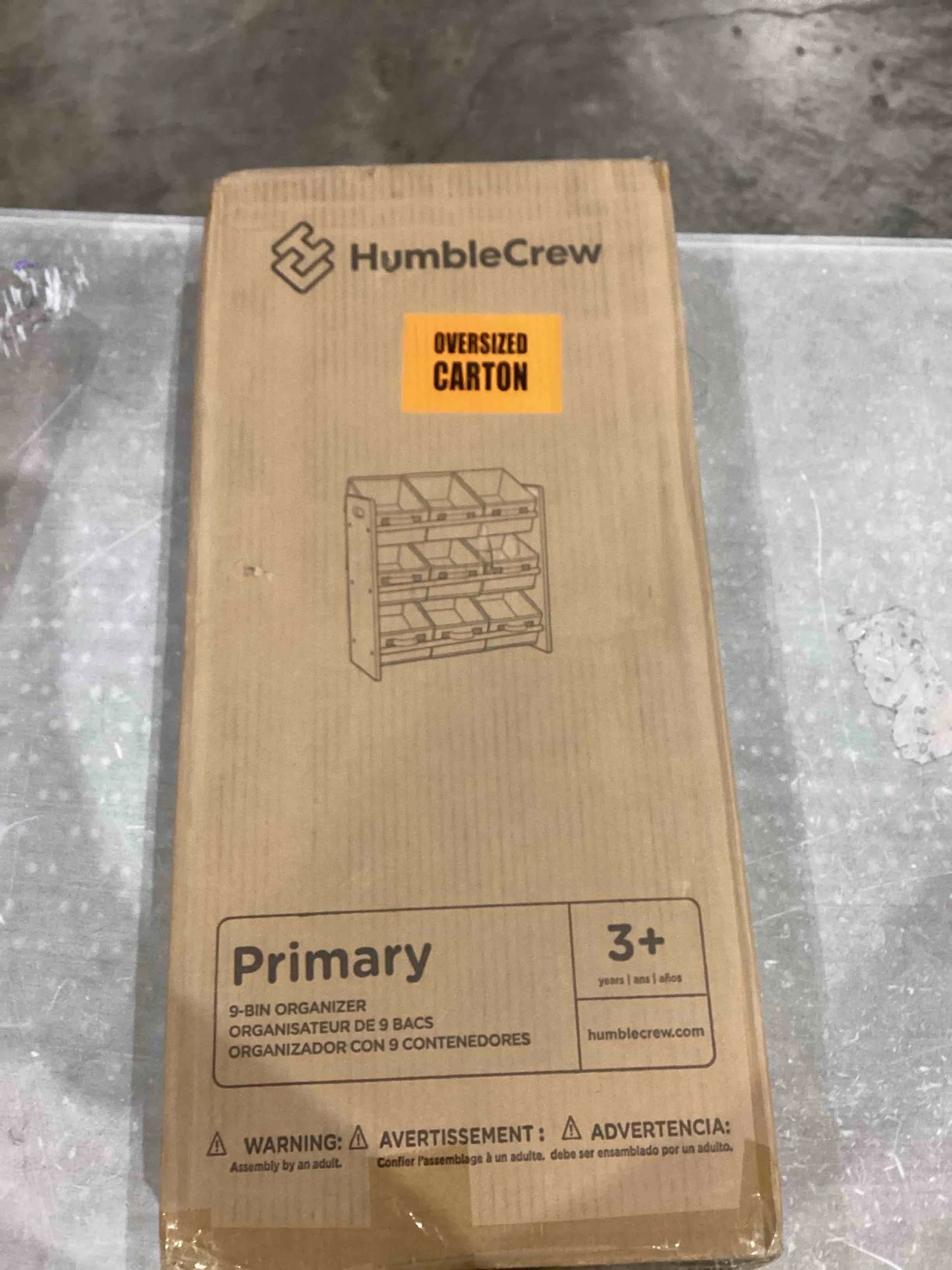 Primary Wood and Fabric Humble Crew Kids Toy Organizer with 9 Fabric Storage Bins, 24" Tall, Primary, Good Condition condition - View 2