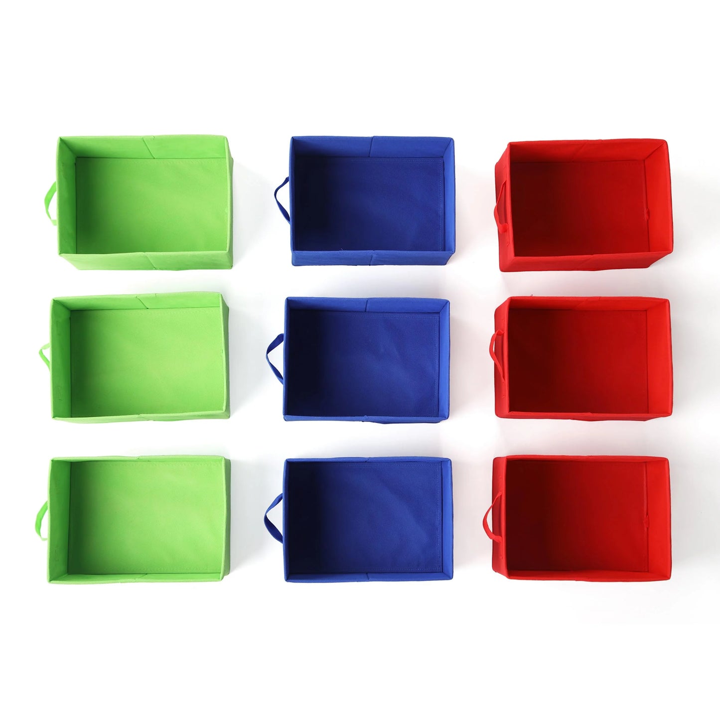 Primary Wood and Fabric Humble Crew Kids Toy Organizer with 9 Fabric Storage Bins, 24" Tall, Primary, Good Condition condition - View 7