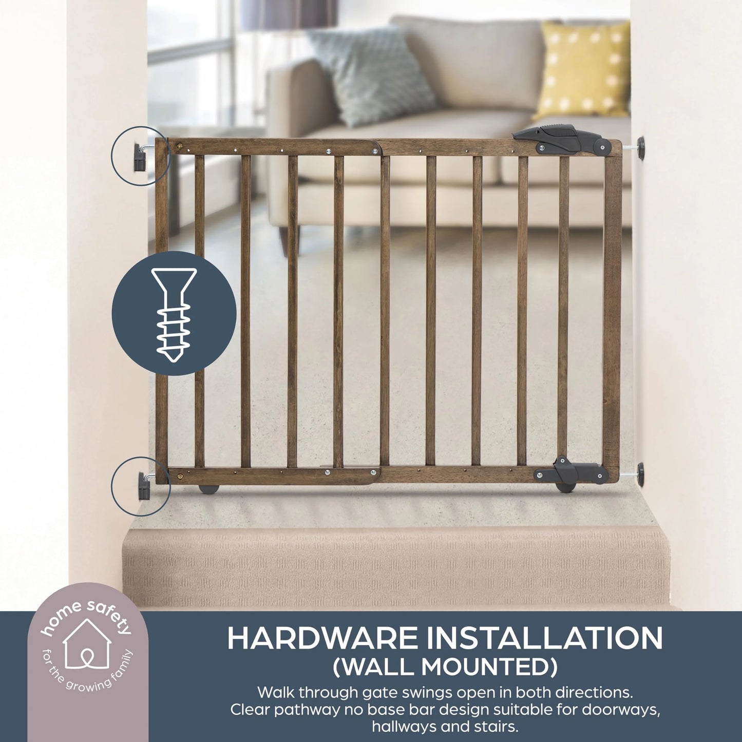 Rustic Wood Dreambaby 27.5-41" Nottingham Rustic Wooden Baby Gate for Stairs and Doorways, As Is condition - View 8