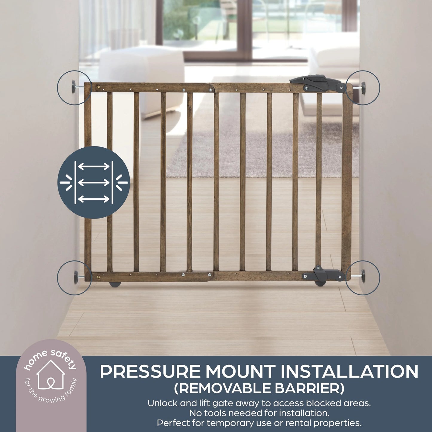 Rustic Wood Dreambaby 27.5-41" Nottingham Rustic Wooden Baby Gate for Stairs and Doorways, As Is condition - View 9
