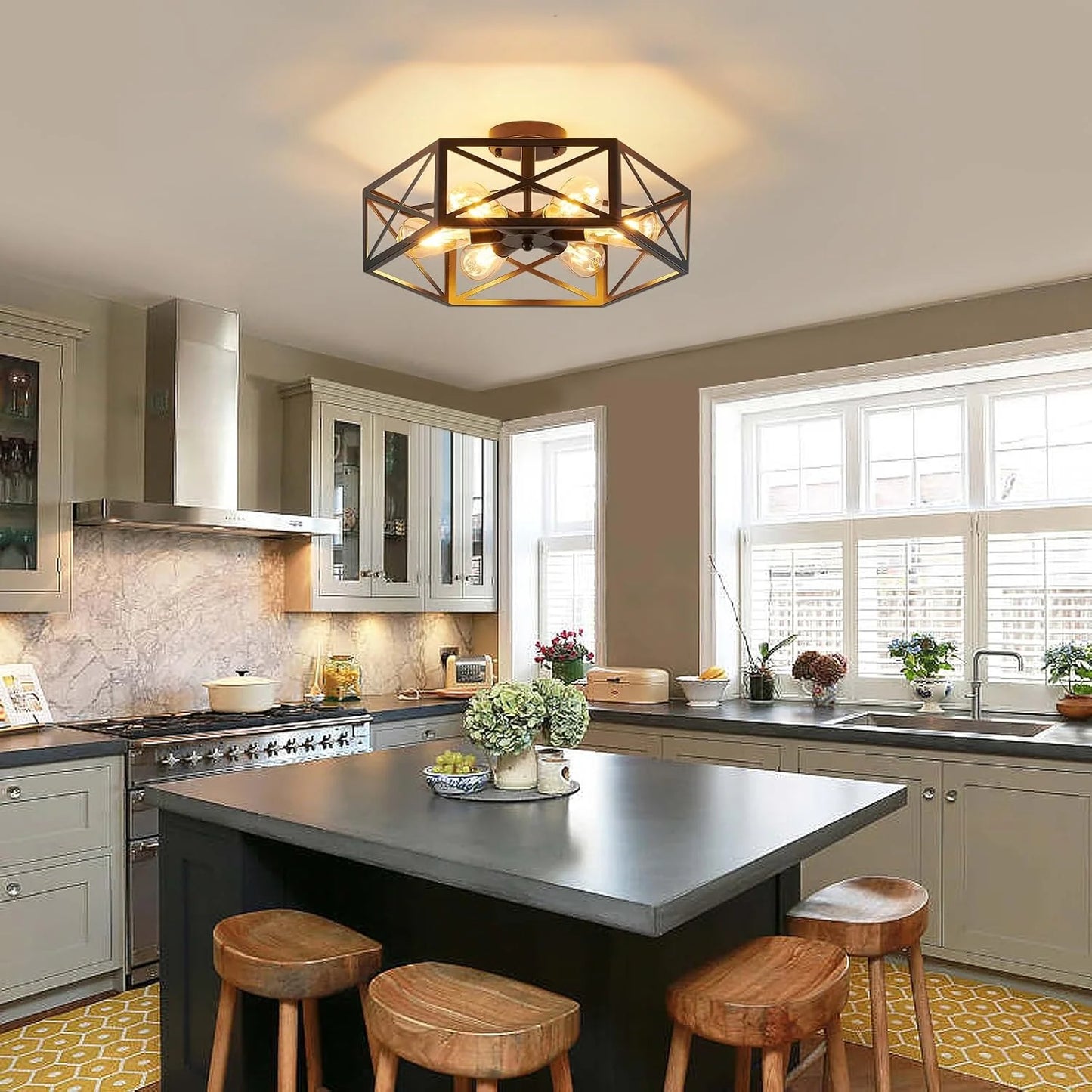 Industrial Semi Flush Mount Ceiling Light - View 3