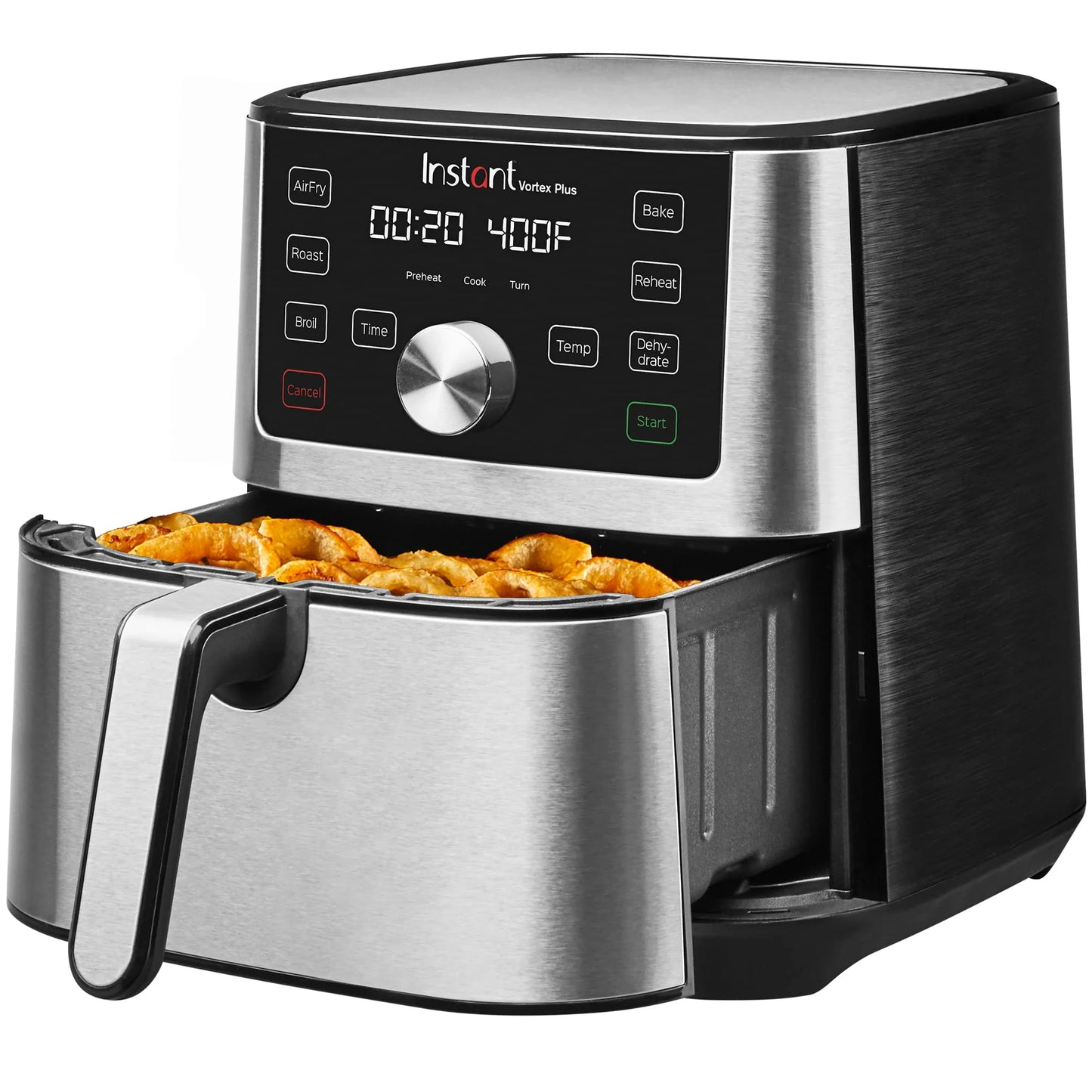 Stainless Steel Stainless Steel Instant Vortex Plus 4QT Air Fryer, Custom Program Options, 6-in-1 Functions Crisps, Broils, Roasts, Dehydrates, Bakes, Reheats, 100+ In-App Recipes, from the Makers of Instant Pot, Stainless Steel, Good Condition condition - View 1