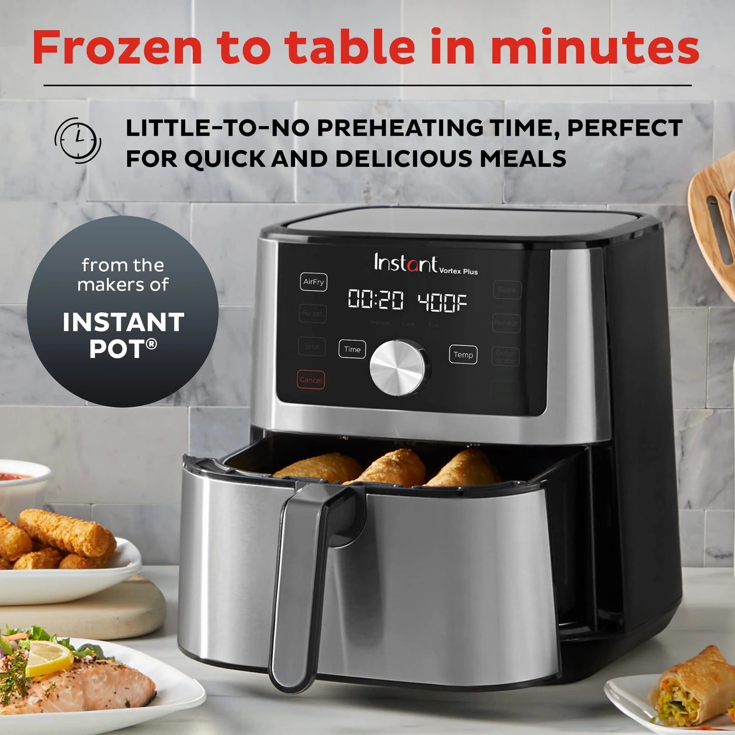 Stainless Steel Stainless Steel Instant Vortex Plus 4QT Air Fryer, Custom Program Options, 6-in-1 Functions Crisps, Broils, Roasts, Dehydrates, Bakes, Reheats, 100+ In-App Recipes, from the Makers of Instant Pot, Stainless Steel, Good Condition condition - View 5
