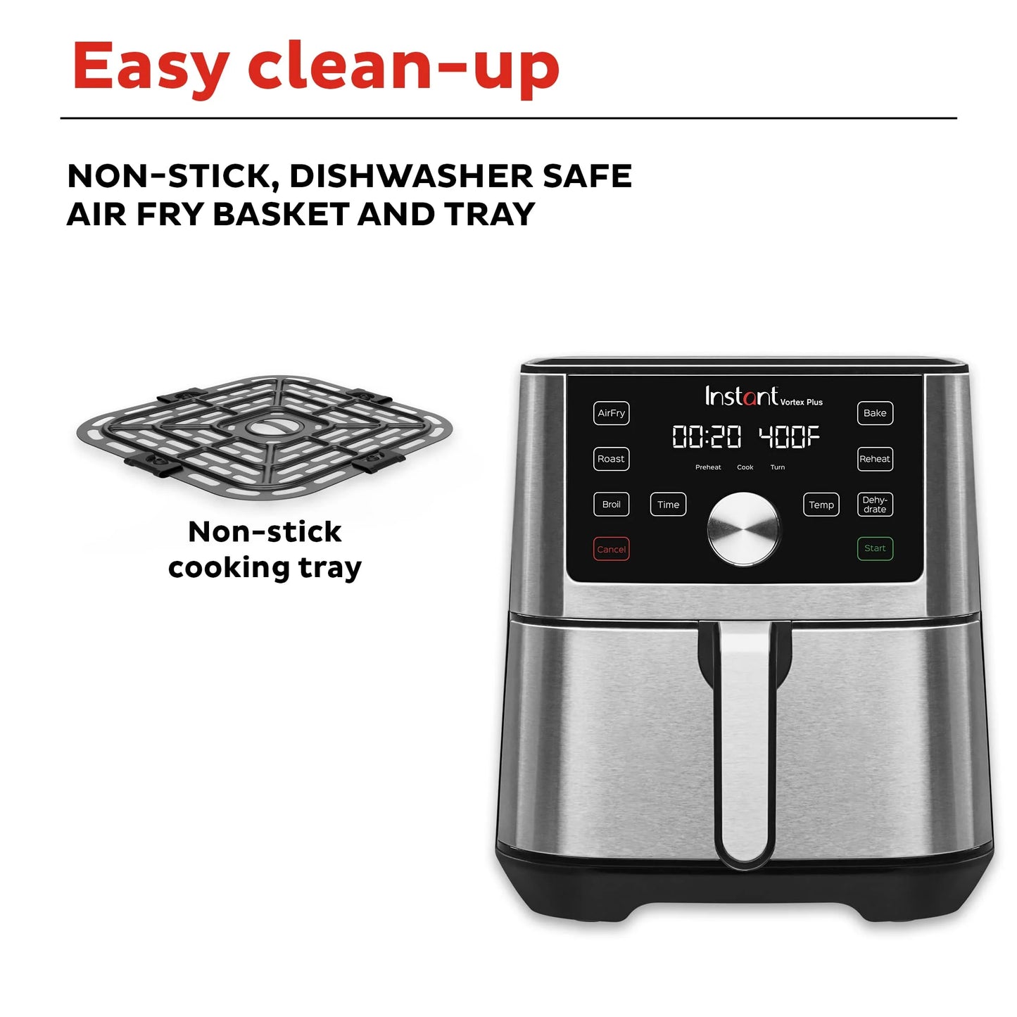 Stainless Steel Stainless Steel Instant Vortex Plus 4QT Air Fryer, Custom Program Options, 6-in-1 Functions Crisps, Broils, Roasts, Dehydrates, Bakes, Reheats, 100+ In-App Recipes, from the Makers of Instant Pot, Stainless Steel, Good Condition condition - View 8