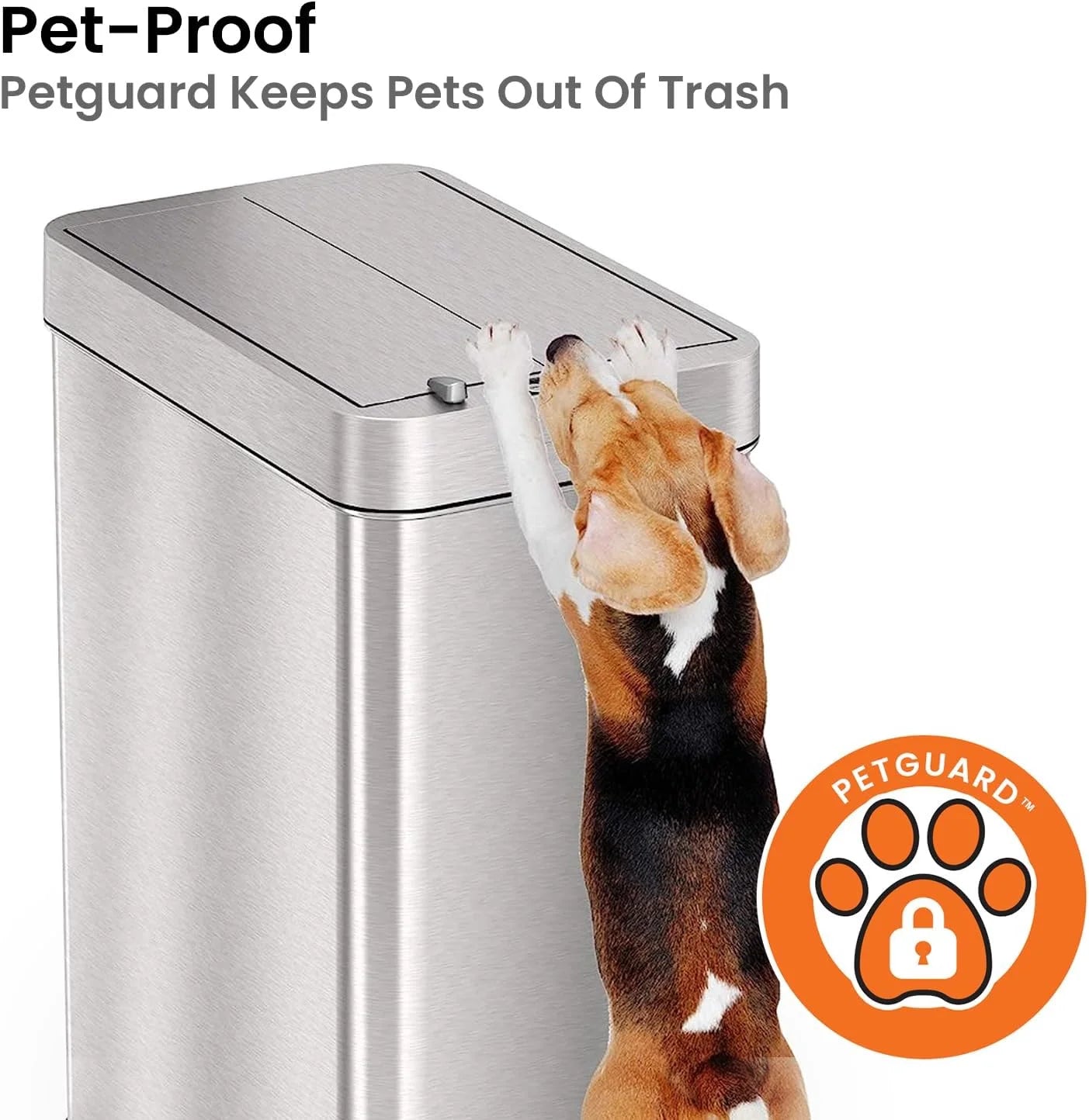 Silver Stainless Steel iTouchless 18 Gallon Wings Open Kitchen Trash Can with Lid and Odor Filter, Dog Proof Lid Lock 68 Liter Slim Stainless Steel Garbage Bin Home Office Bedroom Living Room Large Capacity Wastebasket, Good Condition condition - View 4