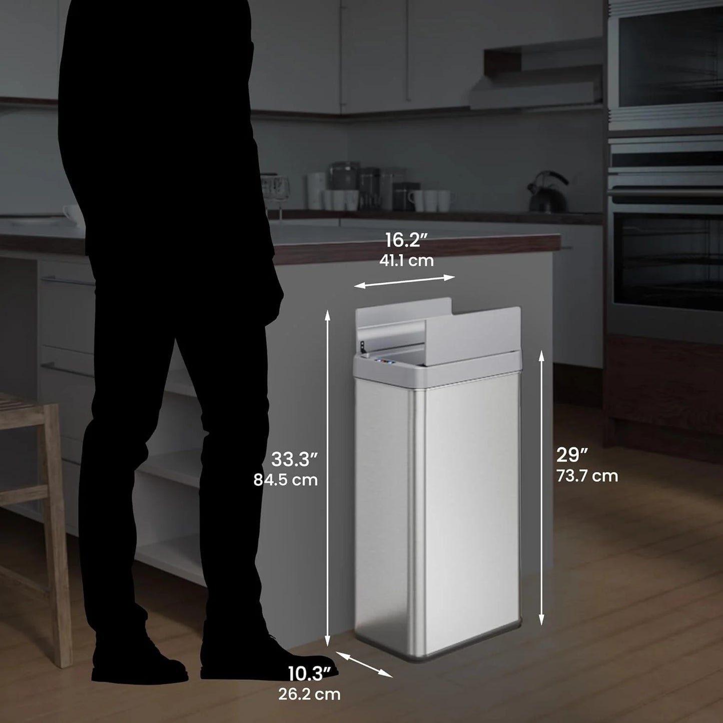 iTouchless 18 Gallon Wings Open Kitchen Trash Can - View 6