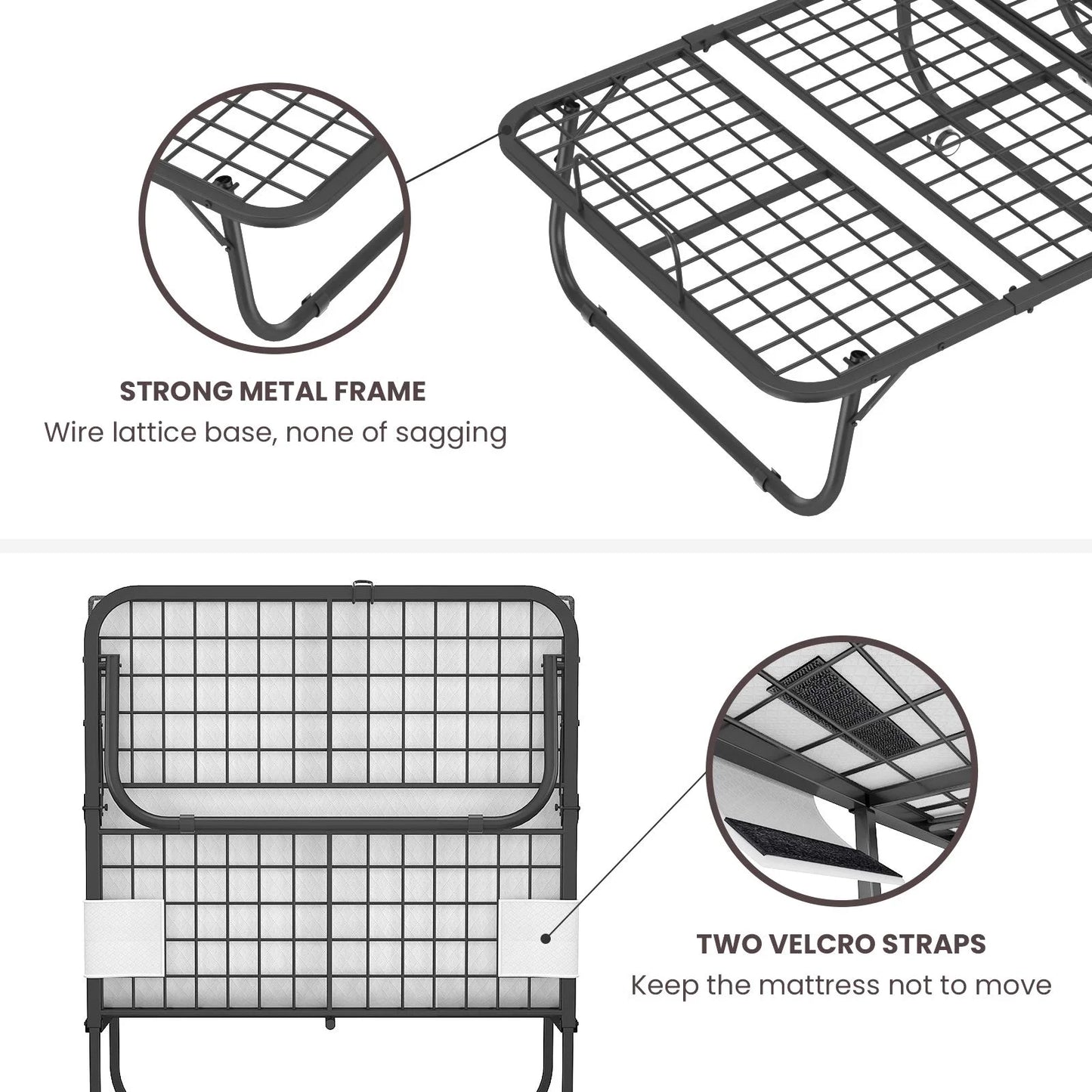 Neutral Metal, Memory Foam Karcog Rollaway Bed, Folding Bed with Mattress for Adults, Storage Cover Included, Cot Size Extra Guest Bed, Foldable Bed with Memory Foam Mattress and Sturdy Metal Frame on Wheels - 75” x 31”, Good Condition condition - View 11