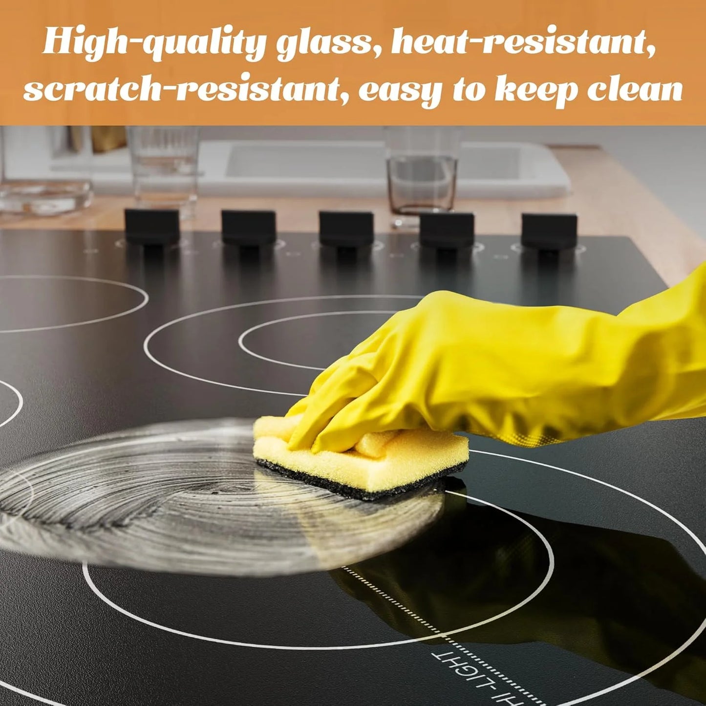 Black Ceramic Karinear 36 Inch Electric Cooktop 5 Burners, Knob Control Built-in Ceramic Cooktop, 36" Radiant Electric Stove Top, Over-Temperature Protection, Hot Surface Indicator, 220-240v, Hard Wire, No Plug, Brand New condition - View 6