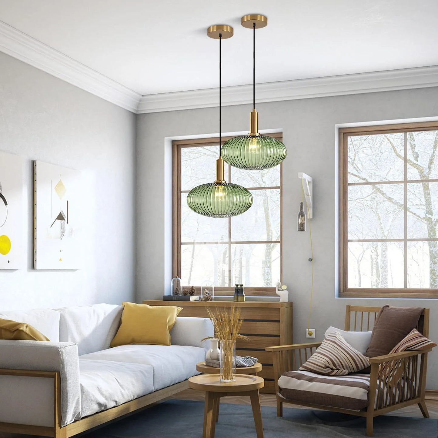 Gold, Green Glass, Brass KCO Lighting Modern Gold Globe Pendant Light Large Green Glass Bathroom Pendant Light Fixture Adjustable Brass Round Pendant Lights Kitchen Island Pendant Lighting Farmhouse Ceiling Light, Good Condition condition - View 10