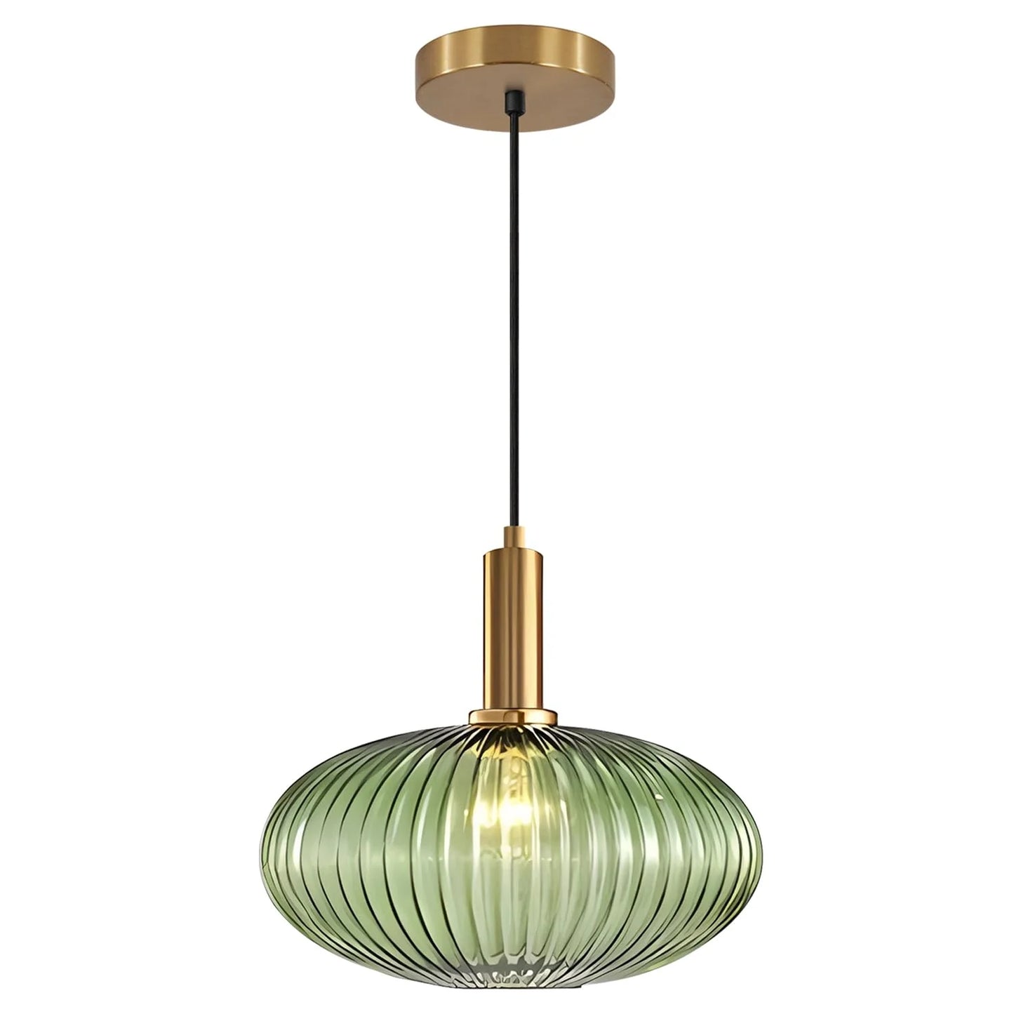 Gold, Green Glass, Brass KCO Lighting Modern Gold Globe Pendant Light Large Green Glass Bathroom Pendant Light Fixture Adjustable Brass Round Pendant Lights Kitchen Island Pendant Lighting Farmhouse Ceiling Light, Good Condition condition - View 1
