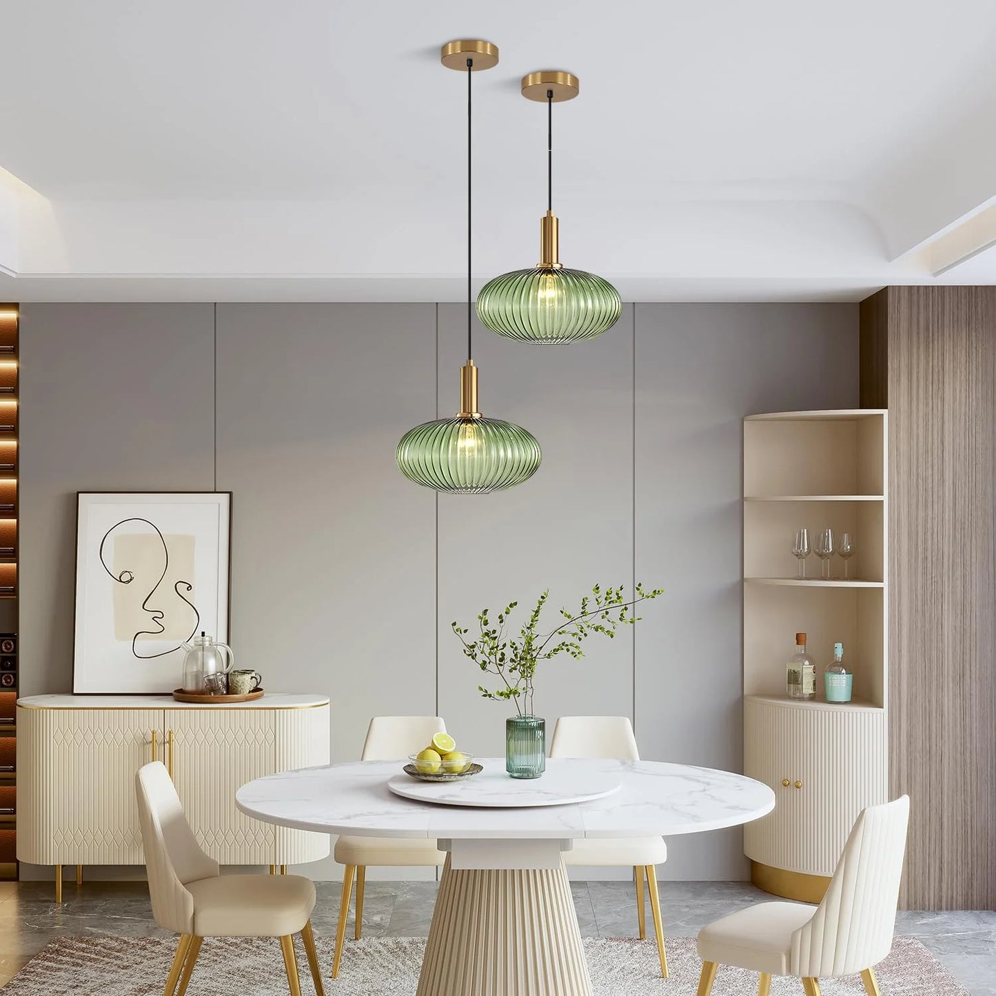 Gold, Green Glass, Brass KCO Lighting Modern Gold Globe Pendant Light Large Green Glass Bathroom Pendant Light Fixture Adjustable Brass Round Pendant Lights Kitchen Island Pendant Lighting Farmhouse Ceiling Light, Good Condition condition - View 5