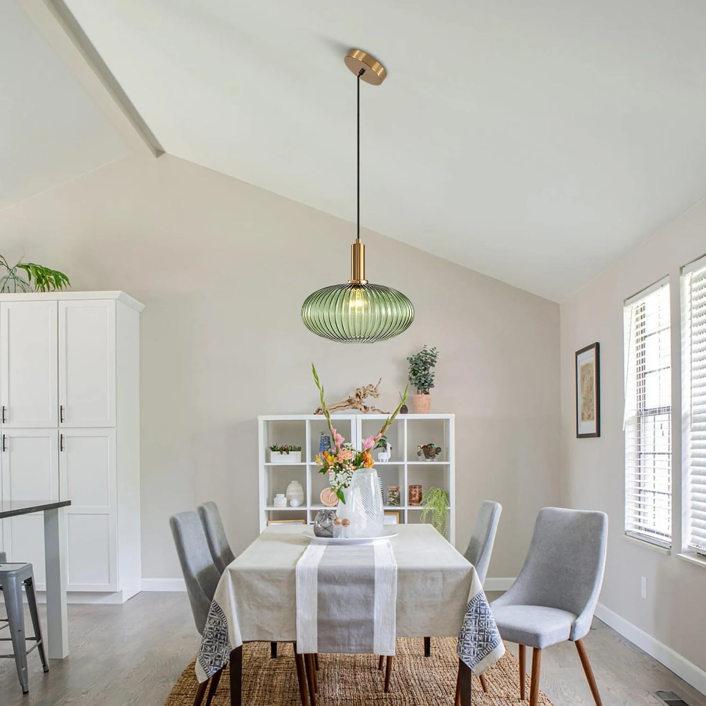 Gold, Green Glass, Brass KCO Lighting Modern Gold Globe Pendant Light Large Green Glass Bathroom Pendant Light Fixture Adjustable Brass Round Pendant Lights Kitchen Island Pendant Lighting Farmhouse Ceiling Light, Good Condition condition - View 6