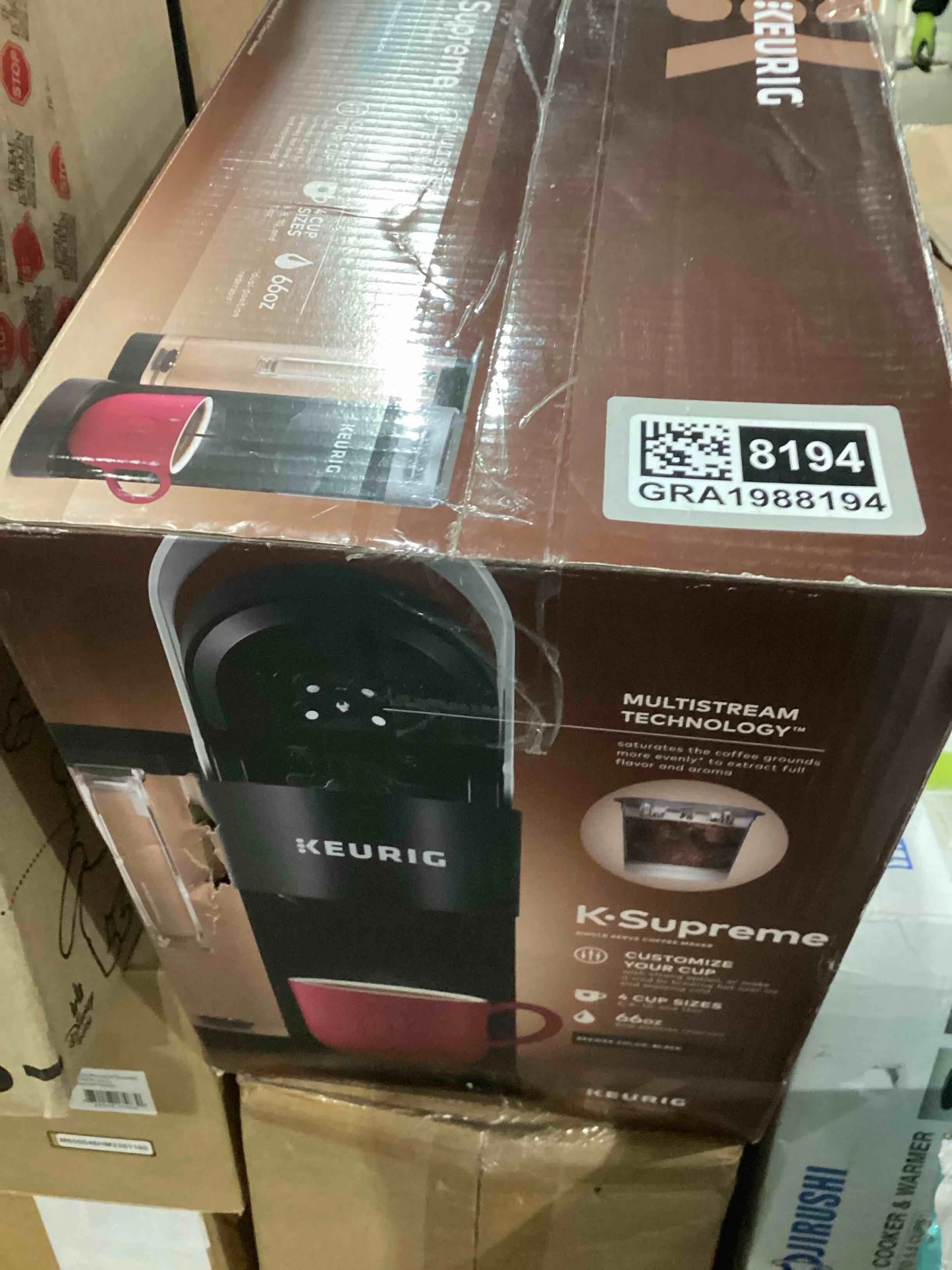 Black Keurig K-Supreme Single Serve K-Cup Pod Coffee Maker, MultiStream Technology, 4 Brew Sizes, 66oz Dual-Position Removable Reservoir, Black, Good Condition condition - View 2