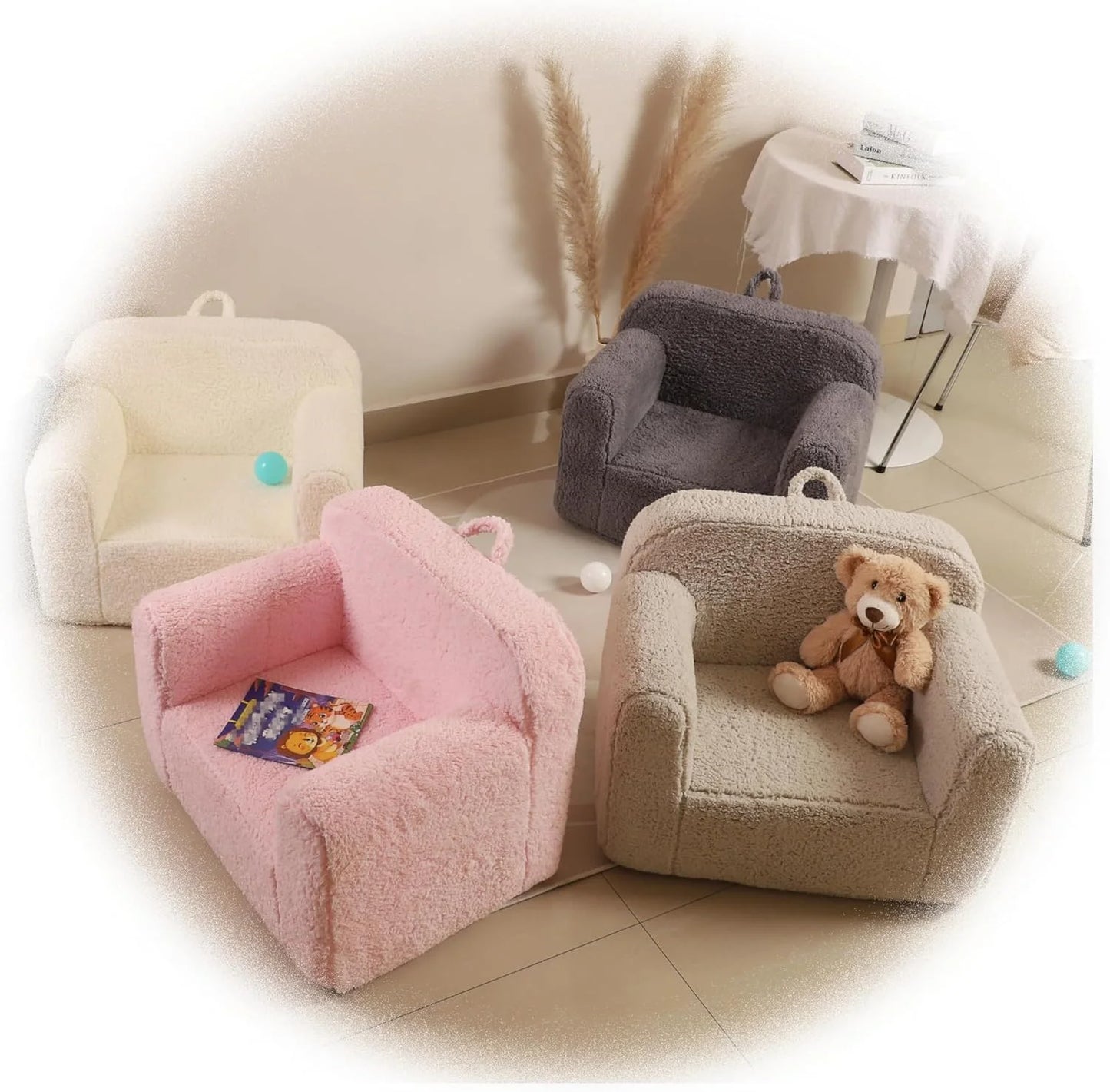 Cream Foam, Sherpa Kids Snuggly-Soft Sherpa Chair, Cuddly Toddler Foam Chair for Boys and Girls, Cream, Brand New condition - View 10
