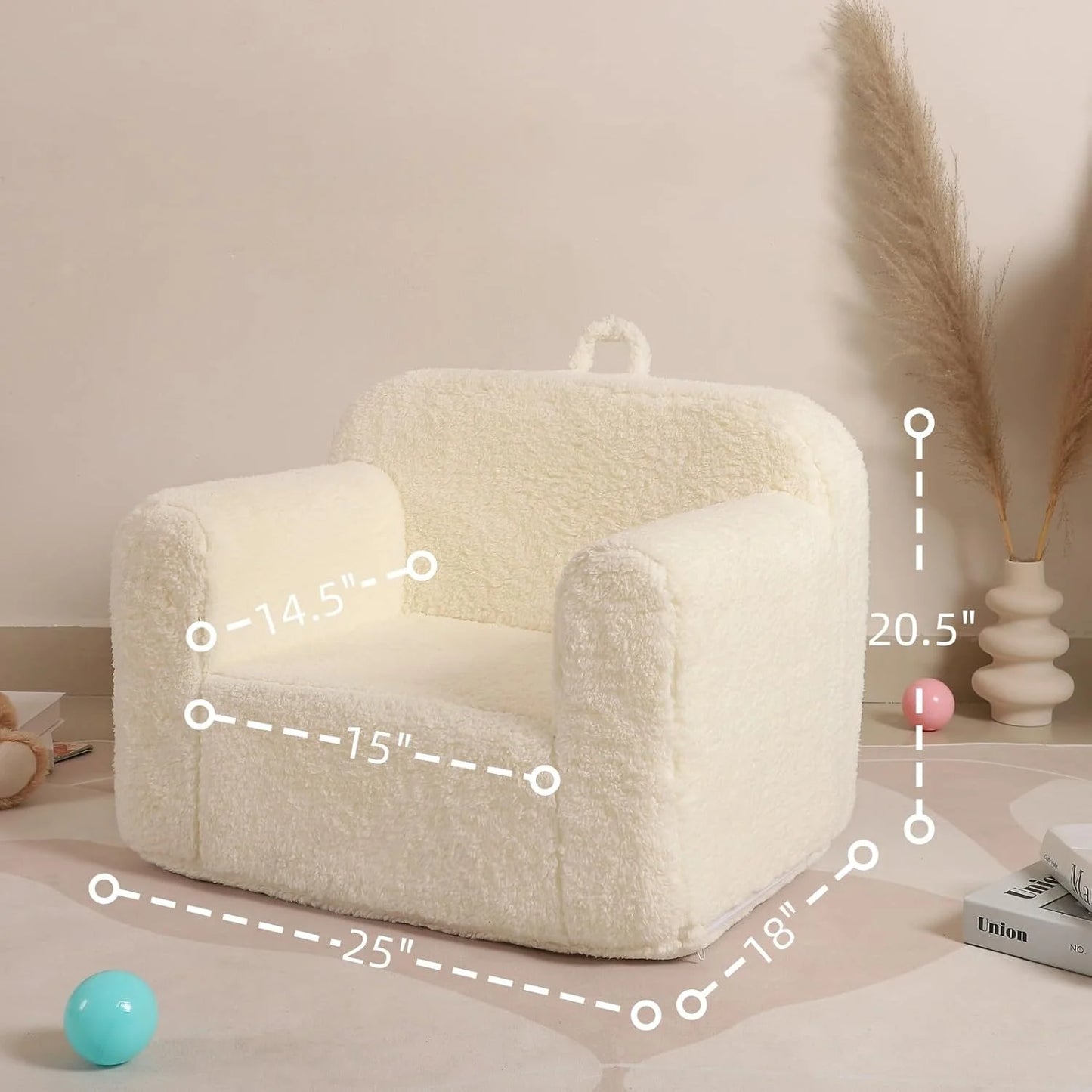 Cream Foam, Sherpa Kids Snuggly-Soft Sherpa Chair, Cuddly Toddler Foam Chair for Boys and Girls, Cream, Brand New condition - View 5