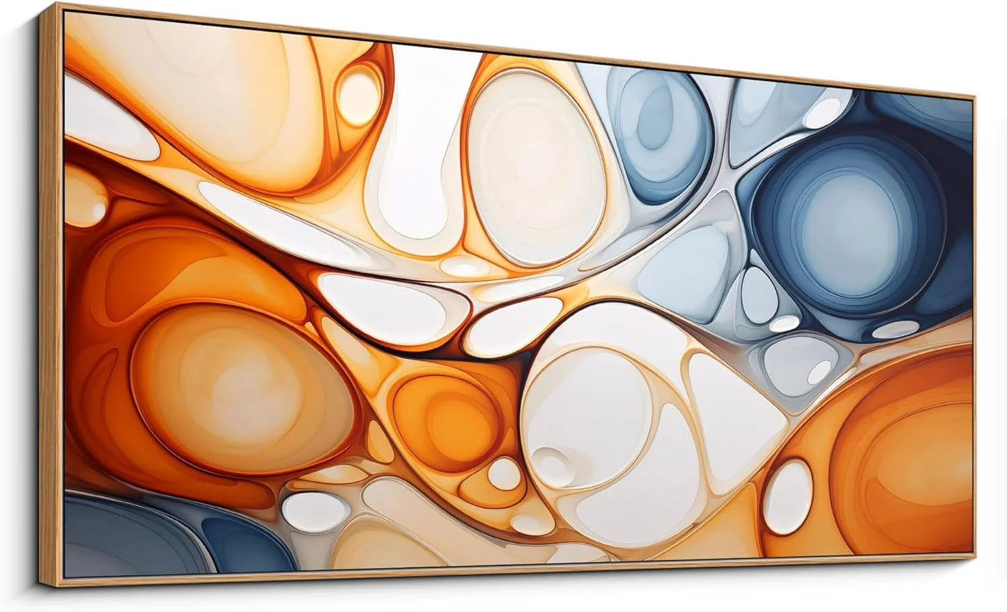 Orange, Blue Canvas KLAKLA Orange and Blue Abstract Wall Art - Modern Picture Artwork for Wall Decor - Frame Wall Art for Living Room Office Bedroom, Good Condition condition - View 1