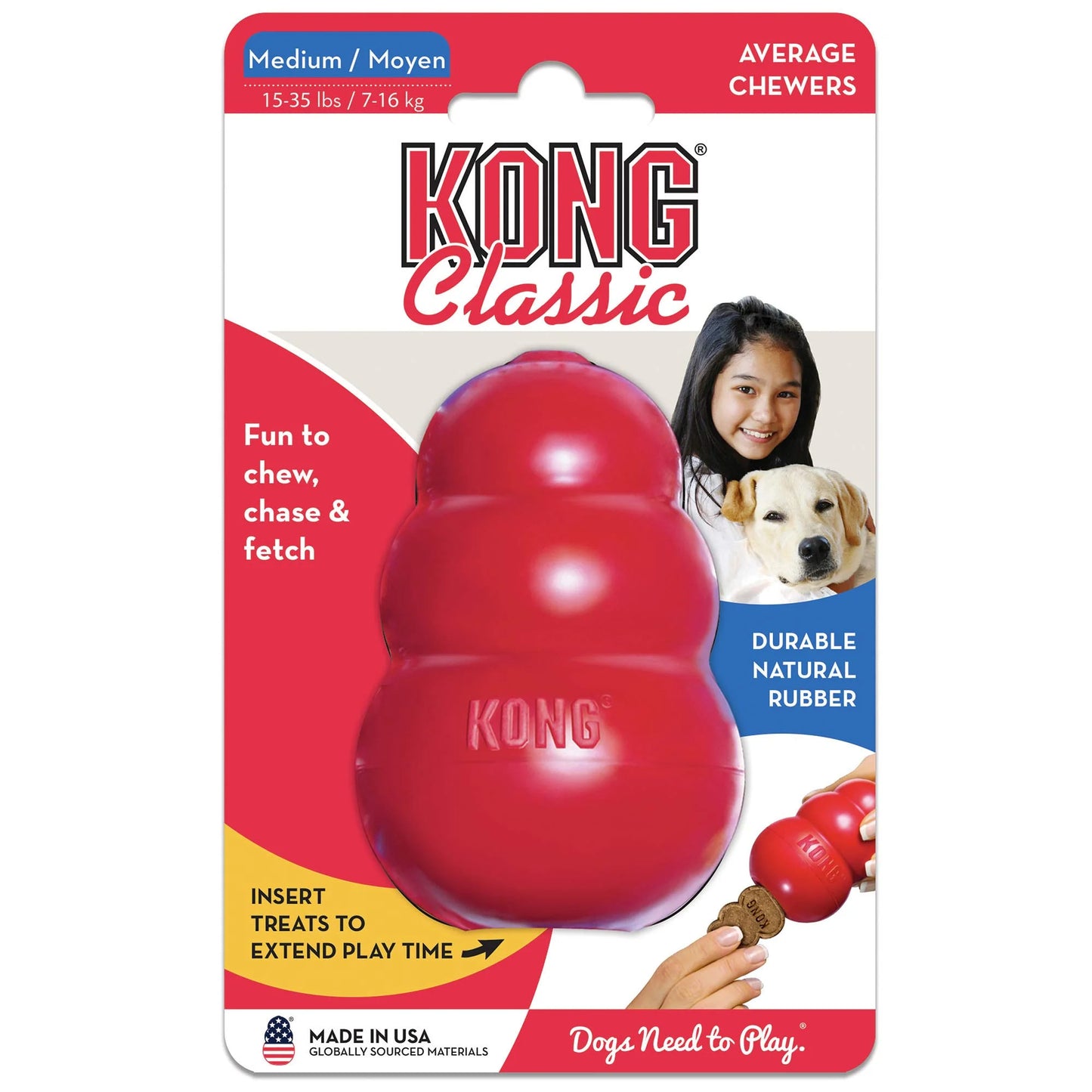 Natural Rubber KONG Classic Stuffable Dog Toy - Fetch & Chew Toy for Dogs - Treat-Filling Capabilities & Erratic Bounce for Extended Play Time - Durable Natural Rubber Material - for Medium Dogs, Good Condition condition - View 12