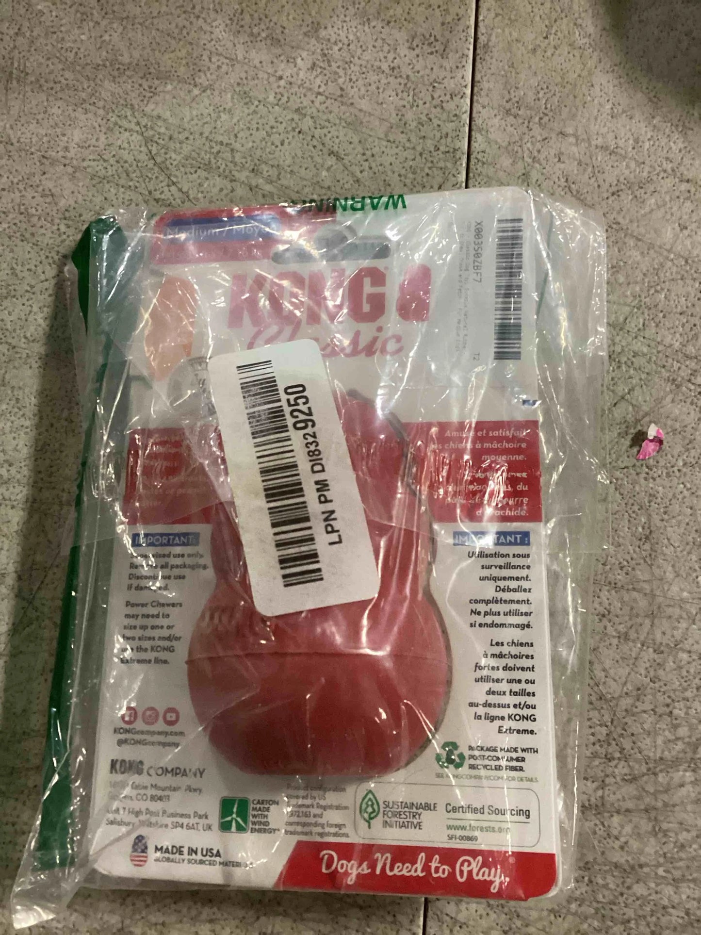 Natural Rubber KONG Classic Stuffable Dog Toy - Fetch & Chew Toy for Dogs - Treat-Filling Capabilities & Erratic Bounce for Extended Play Time - Durable Natural Rubber Material - for Medium Dogs, Good Condition condition - View 3