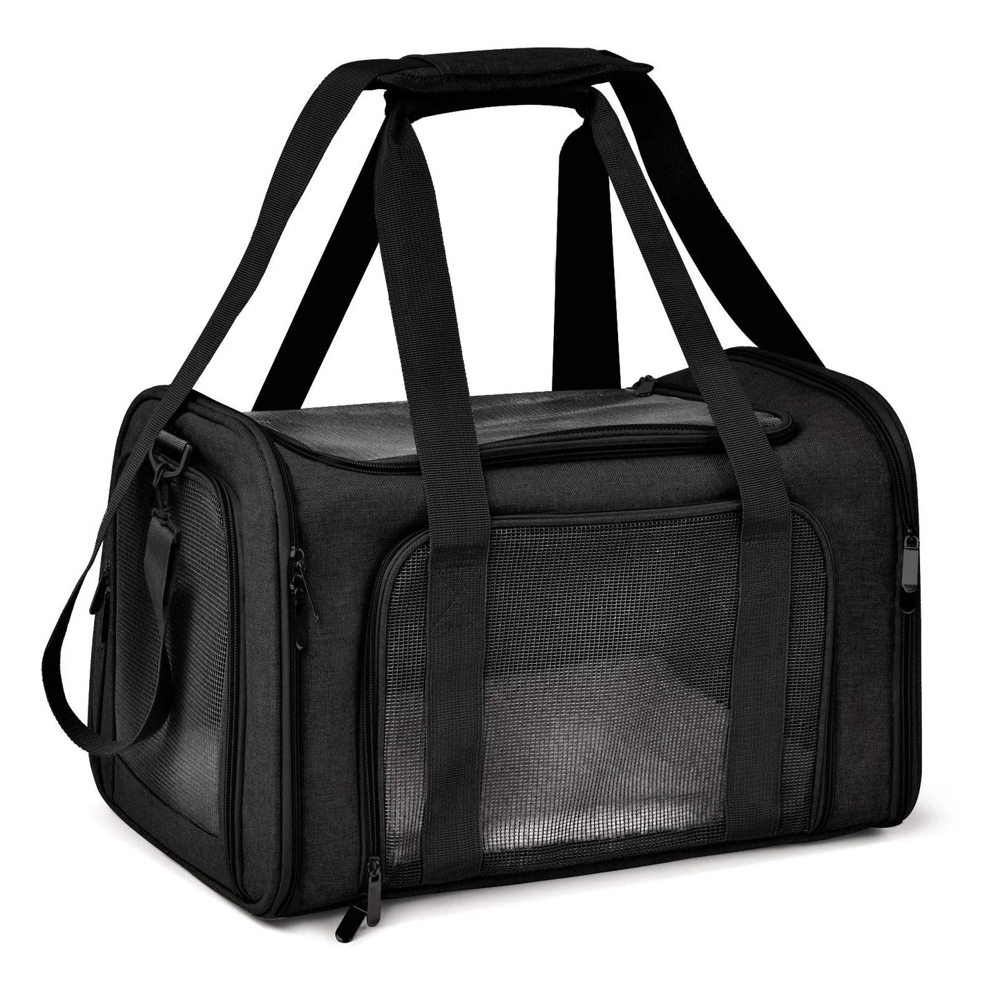 Large Soft Sided Cat and Pet Carrier - Black - View 1