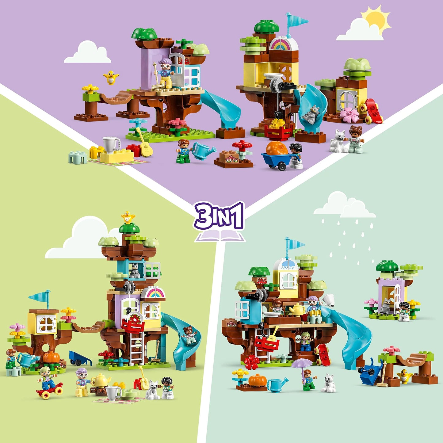Multi-color Plastic LEGO DUPLO 3in1 Tree House 10993 Creative Building Toy for Toddlers, includes 8 Figures for Teaching Social Skills, Playing Together and Group Play, Great Birthday Gift for Kids, As Is condition - View 6