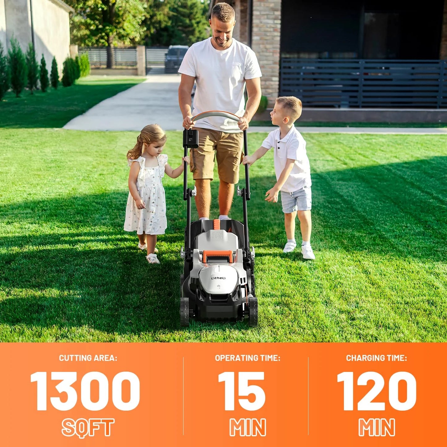 Green Plastic, Metal Litheli Cordless Lawn Mower 13 Inch, U20 Handy+ 20V Electric Lawn Mowers for Garden, Yard and Farm, 5 Heights Adjustment, Light Weight,4.0Ah Portable Battery Included, As Is condition - View 11