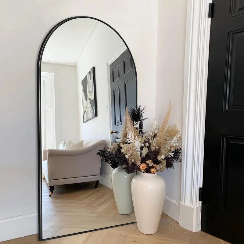 Malesha Modern Arched Full Length Metal Floor Mirror Standing Mirror - View 1