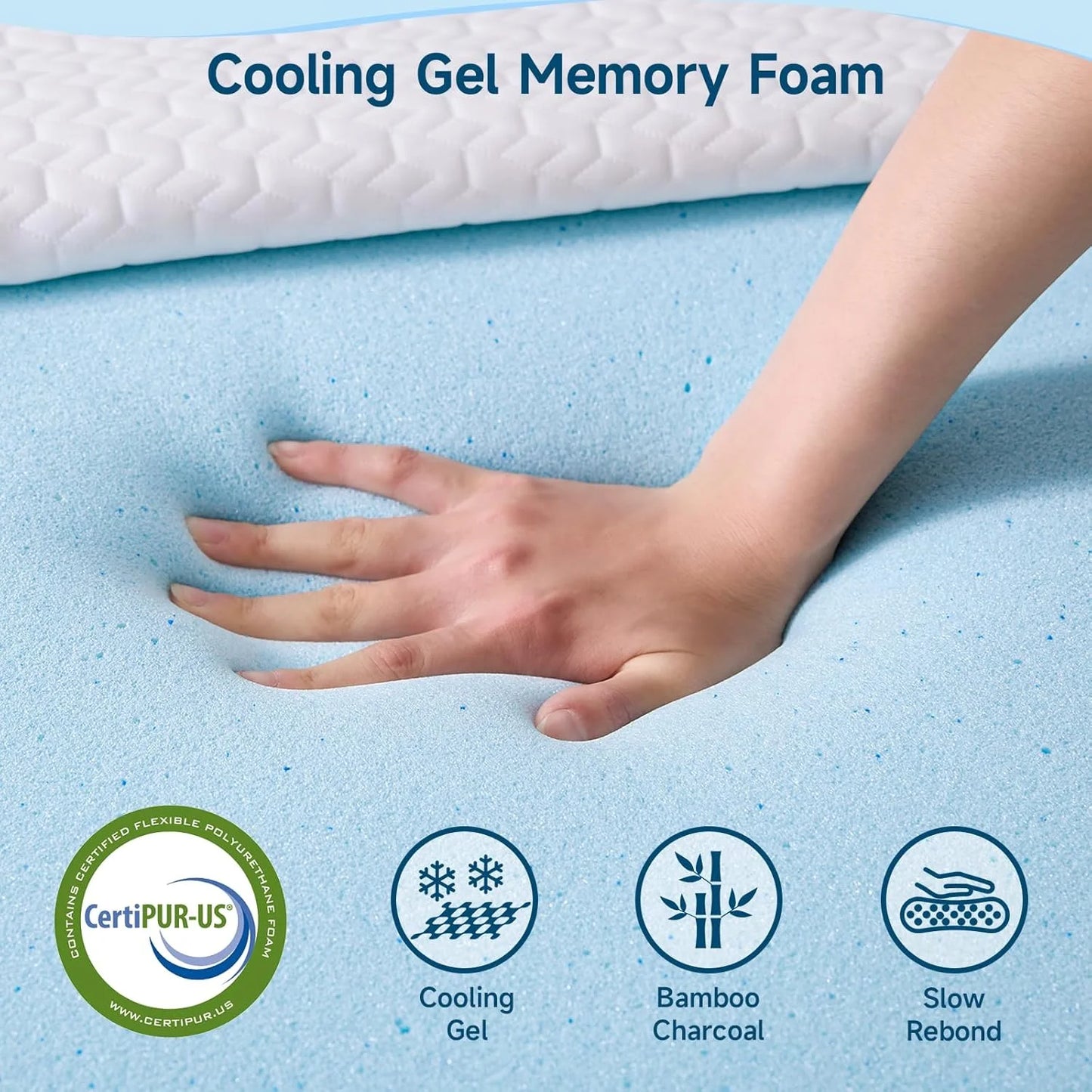 King Size 2 Inch Cooling Gel Memory Foam Mattress Topper - View 6