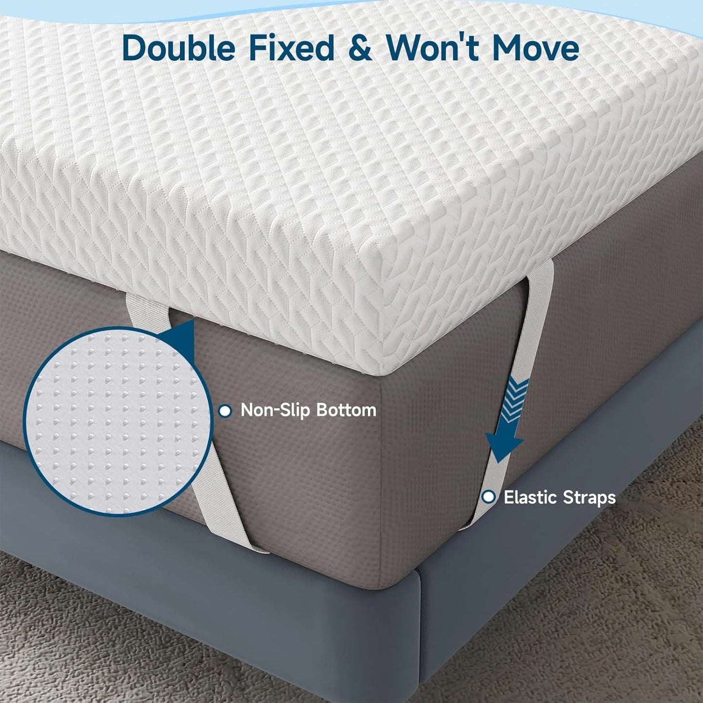 White Memory Foam, Bamboo Charcoal Mattress Topper King 2 Inch, Cooling Gel Memory Foam Bed Topper with Cooling Cover, Bamboo Charcoal Infused for Pressure Relief, CertiPUR-US & Oeko-Tex Certified, Good Condition condition - View 8
