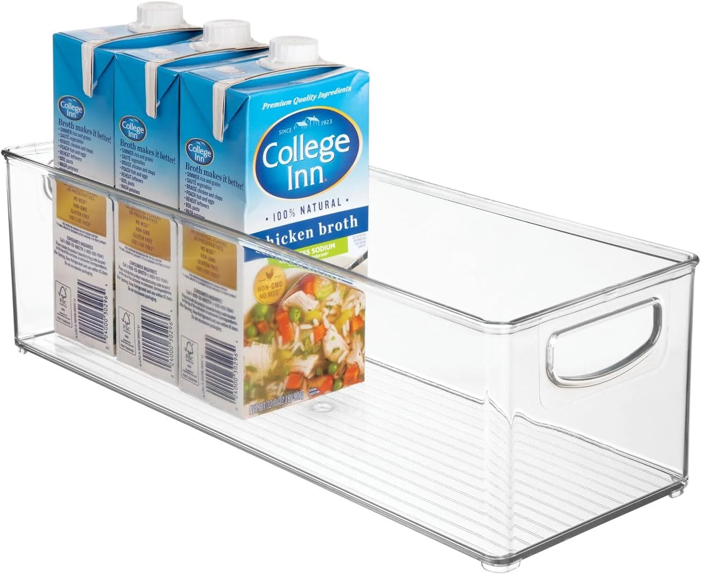 Clear Plastic mDesign Plastic Stackable Kitchen Organizer - Storage Bin with Handles for Refrigerator, Freezer, Cabinet, and Pantry Shelves Organization - Food Container - Ligne Collection - 4 Pack - Clear, Good Condition condition - View 10