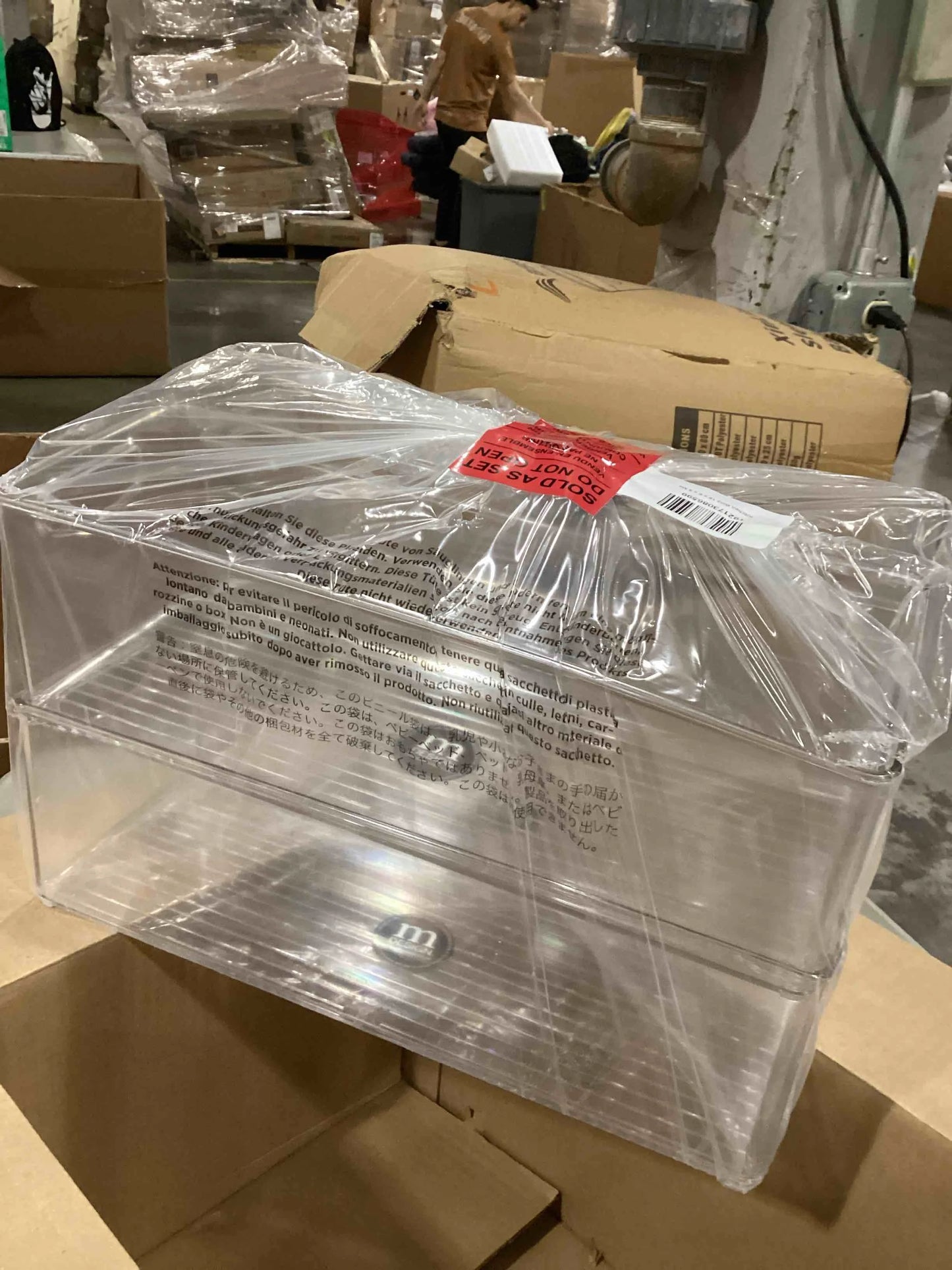 Clear Plastic mDesign Plastic Stackable Kitchen Organizer - Storage Bin with Handles for Refrigerator, Freezer, Cabinet, and Pantry Shelves Organization - Food Container - Ligne Collection - 4 Pack - Clear, Good Condition condition - View 2