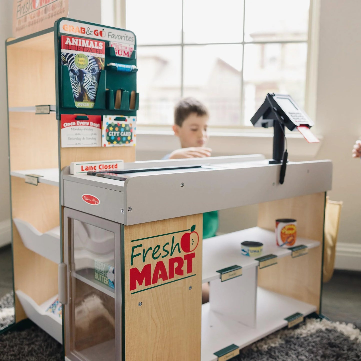 Multi-color Wood Melissa & Doug Freestanding Wooden Fresh Mart Grocery Store - FSC Certified, Good Condition condition - View 9