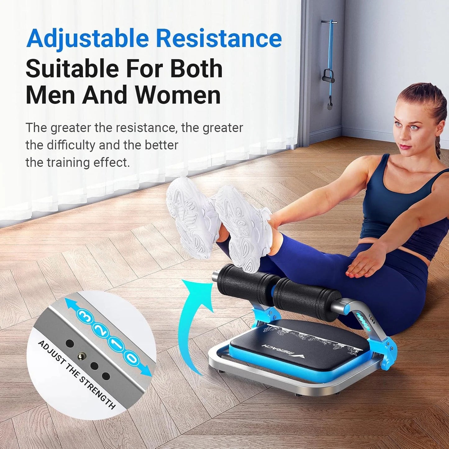 Navy Blue Mixed MERACH Ab Machine for Stomach Workout, Ab Crunch Machine with 3 Adjustable Resistance and Automatic Rebound, Sit Up Machine with 330 LBS Weight Capacity, Ab Workout Equipment for Home Exercise Navy Blue, Good Condition condition - View 5