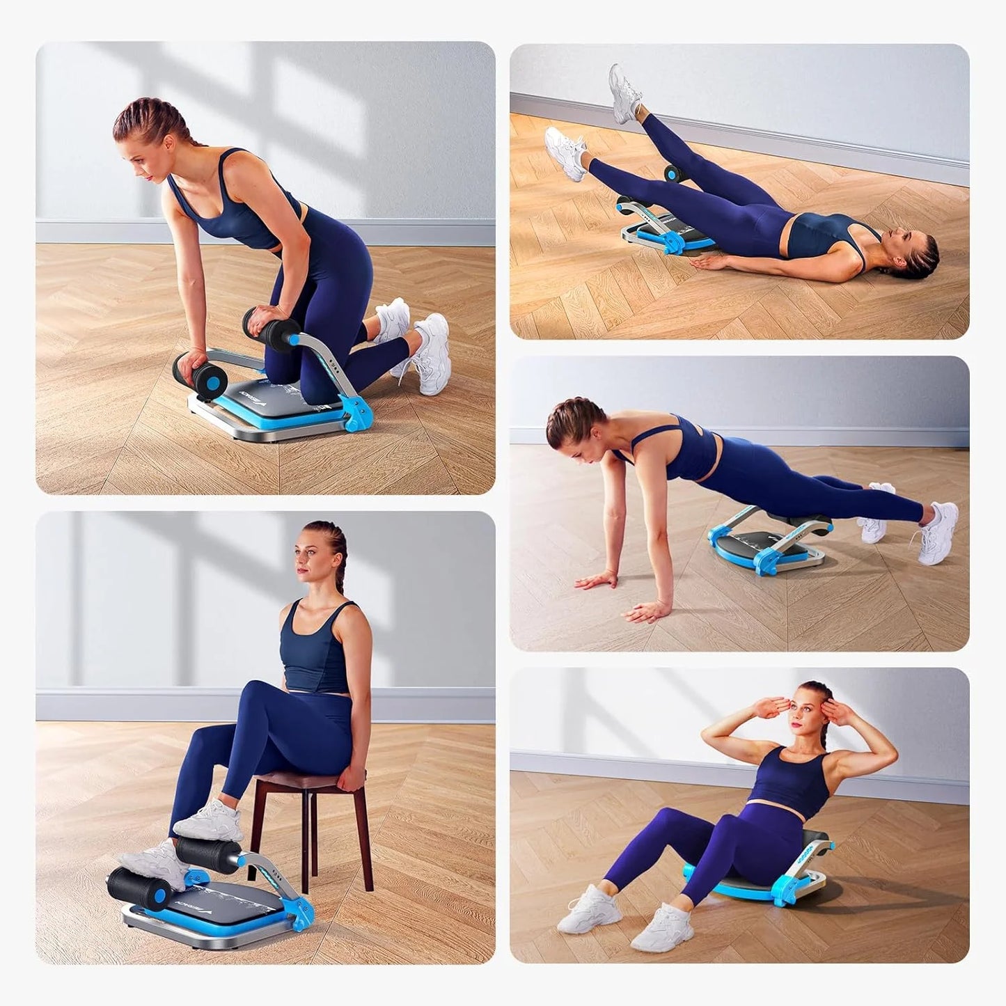 Navy Blue Mixed MERACH Ab Machine for Stomach Workout, Ab Crunch Machine with 3 Adjustable Resistance and Automatic Rebound, Sit Up Machine with 330 LBS Weight Capacity, Ab Workout Equipment for Home Exercise Navy Blue, Good Condition condition - View 6