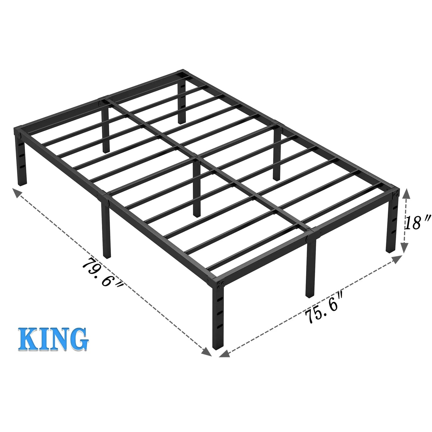 Black Metal Metal Bed Frame, King Size with Storage Space, Good Condition condition - View 6