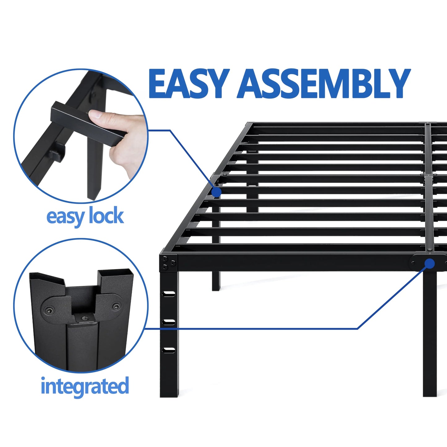 Black Metal Metal Bed Frame, King Size with Storage Space, Good Condition condition - View 8