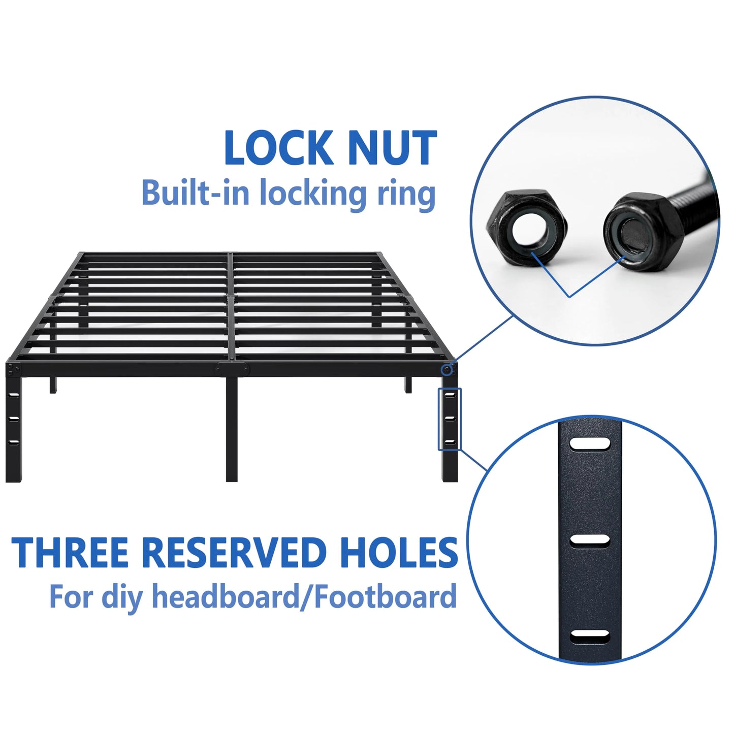 Black Metal Metal Bed Frame, King Size with Storage Space, Good Condition condition - View 9