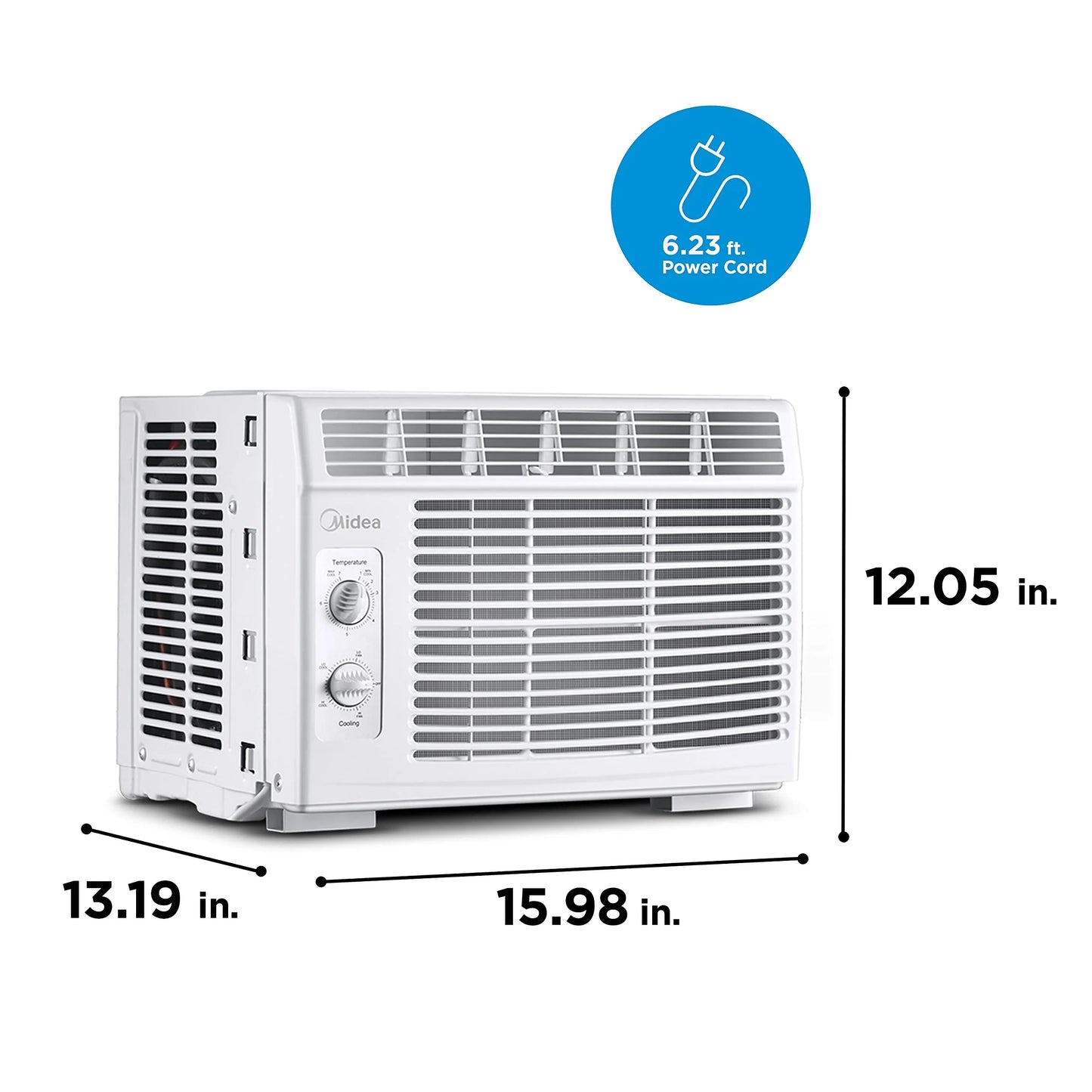 White Plastic, Metal Midea 5,000 BTU EasyCool Small Window Air Conditioner, Good Condition condition - View 11