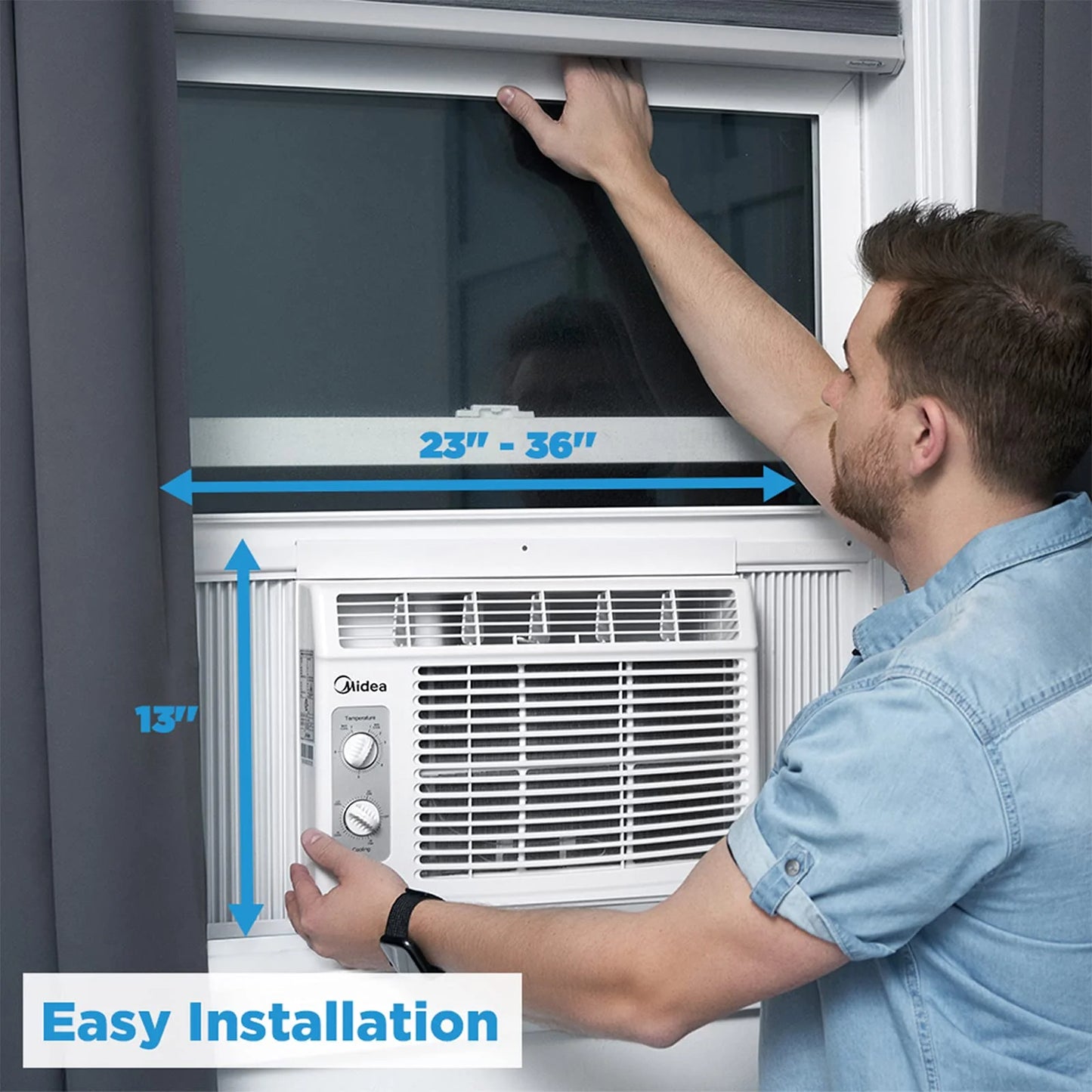 White Plastic, Metal Midea 5,000 BTU EasyCool Small Window Air Conditioner, Good Condition condition - View 12