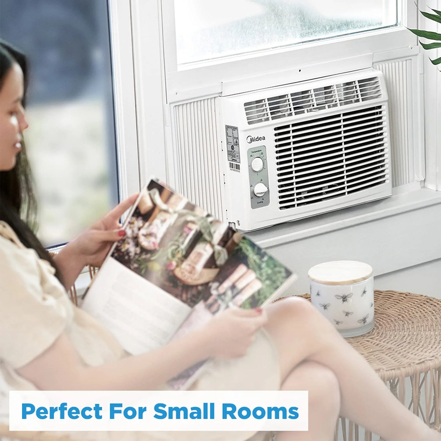 White Plastic, Metal Midea 5,000 BTU EasyCool Small Window Air Conditioner, Good Condition condition - View 5