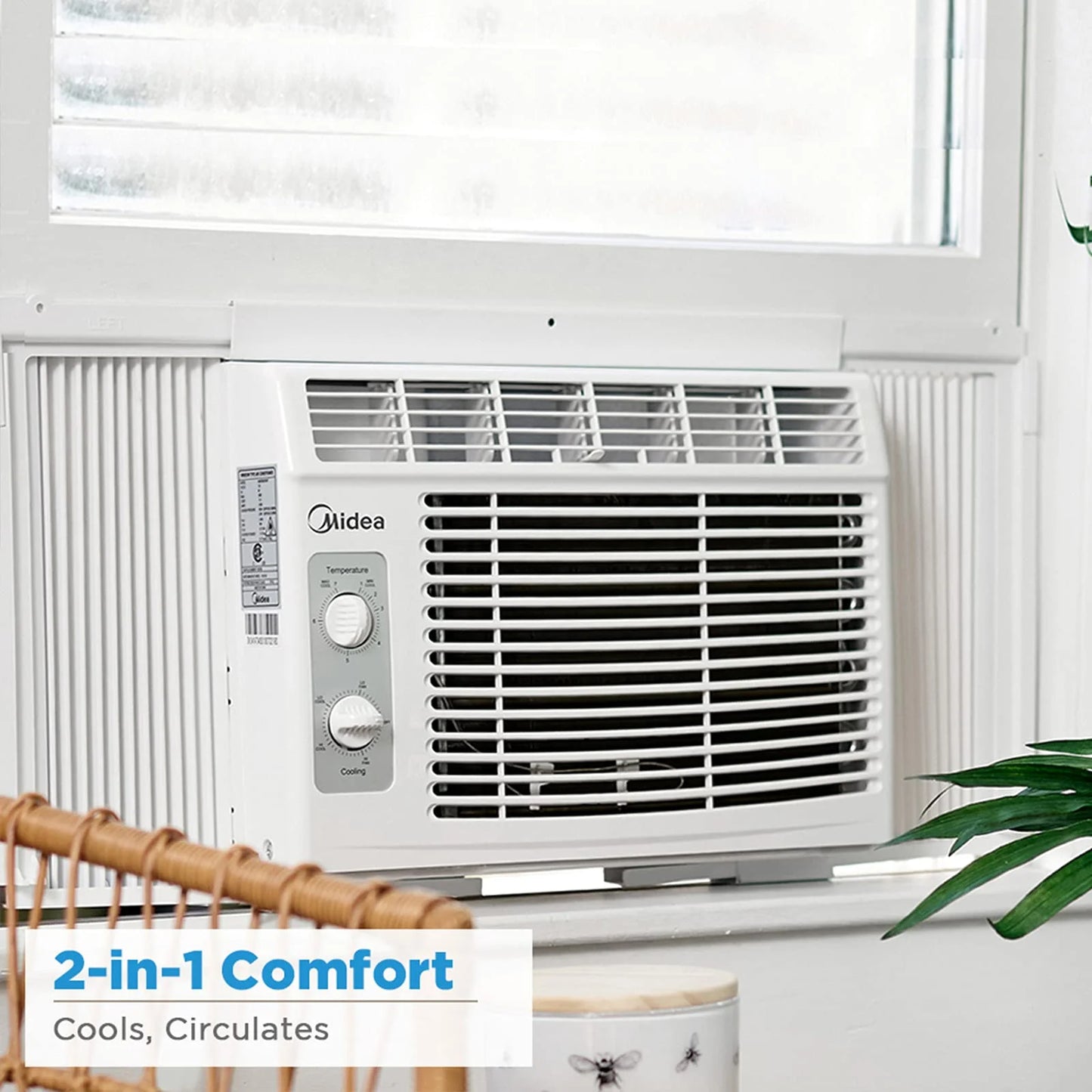 White Plastic, Metal Midea 5,000 BTU EasyCool Small Window Air Conditioner, Good Condition condition - View 6