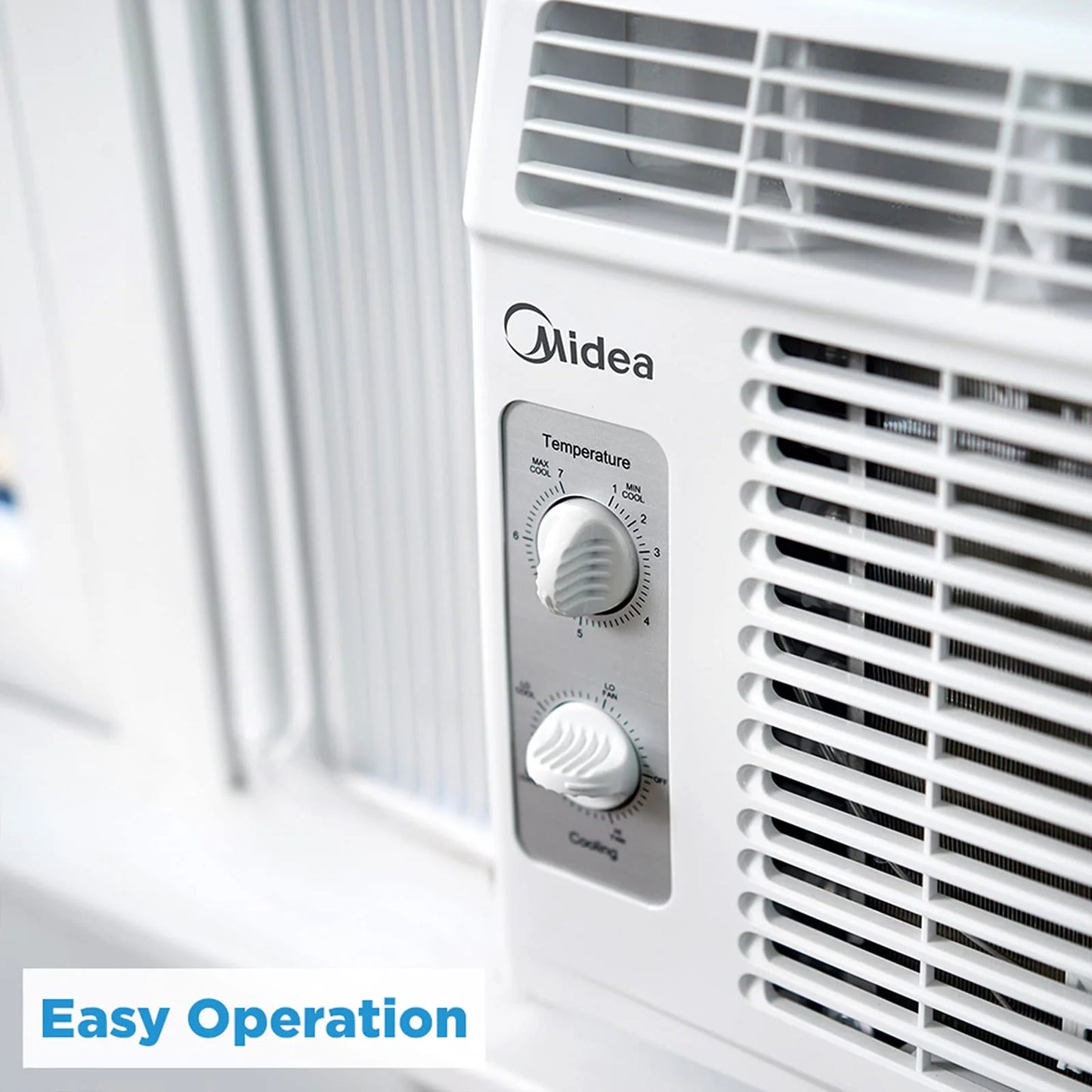 White Plastic, Metal Midea 5,000 BTU EasyCool Small Window Air Conditioner, Good Condition condition - View 7