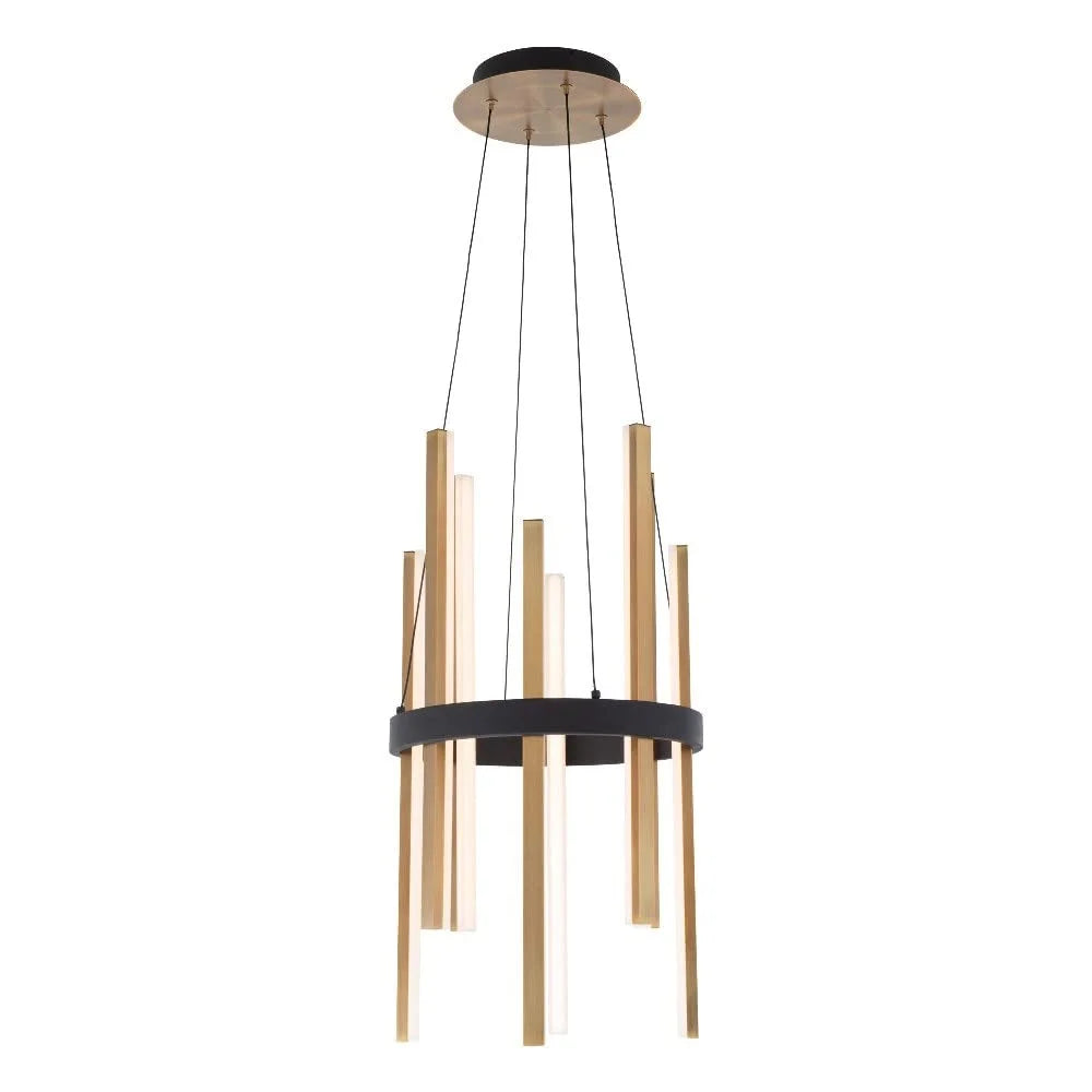 Black with Antique Brass Accents Metal Modern Forms PD-87914-BK/AB Modern Forms PD-87914 Harmonix 8 Light 14" Wide LED Suspended Drum Chandelier, Good Condition condition - View 4