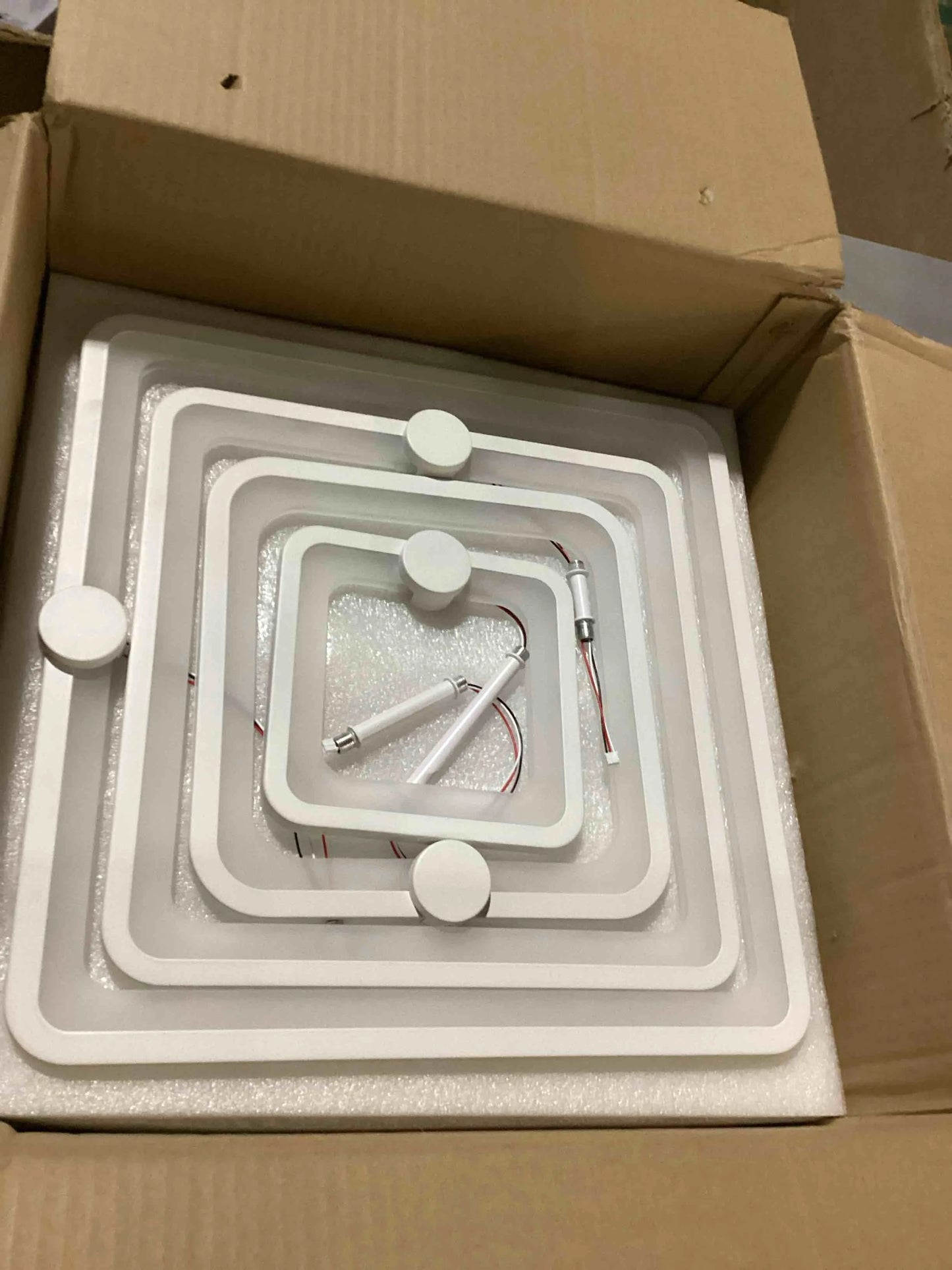 White Acrylic Modern LED Ceiling Light,41.7in White Modern LED Ceiling Light Dimmable for Living Room,8 Square Frame Acrylic with Remote Ceiling Lamps for Kitchen Bedroom Dining Room, Good Condition condition - View 3